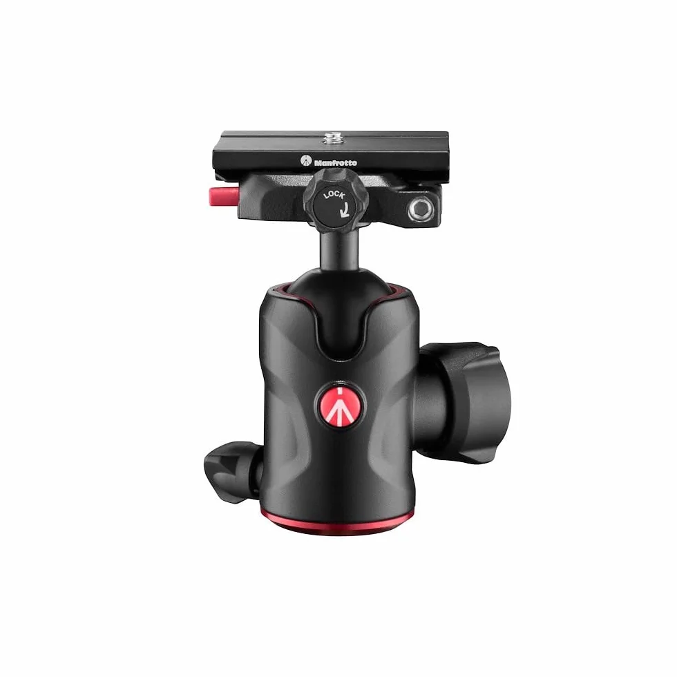 Manfrotto Kompaktowa głowica kulowa 496 z płytką szybkozłączkową MSQ6PL, głowica kulowa do statywów do aparatu, stabilizatorów aparatu, pilotów, sprzętu fotograficznego