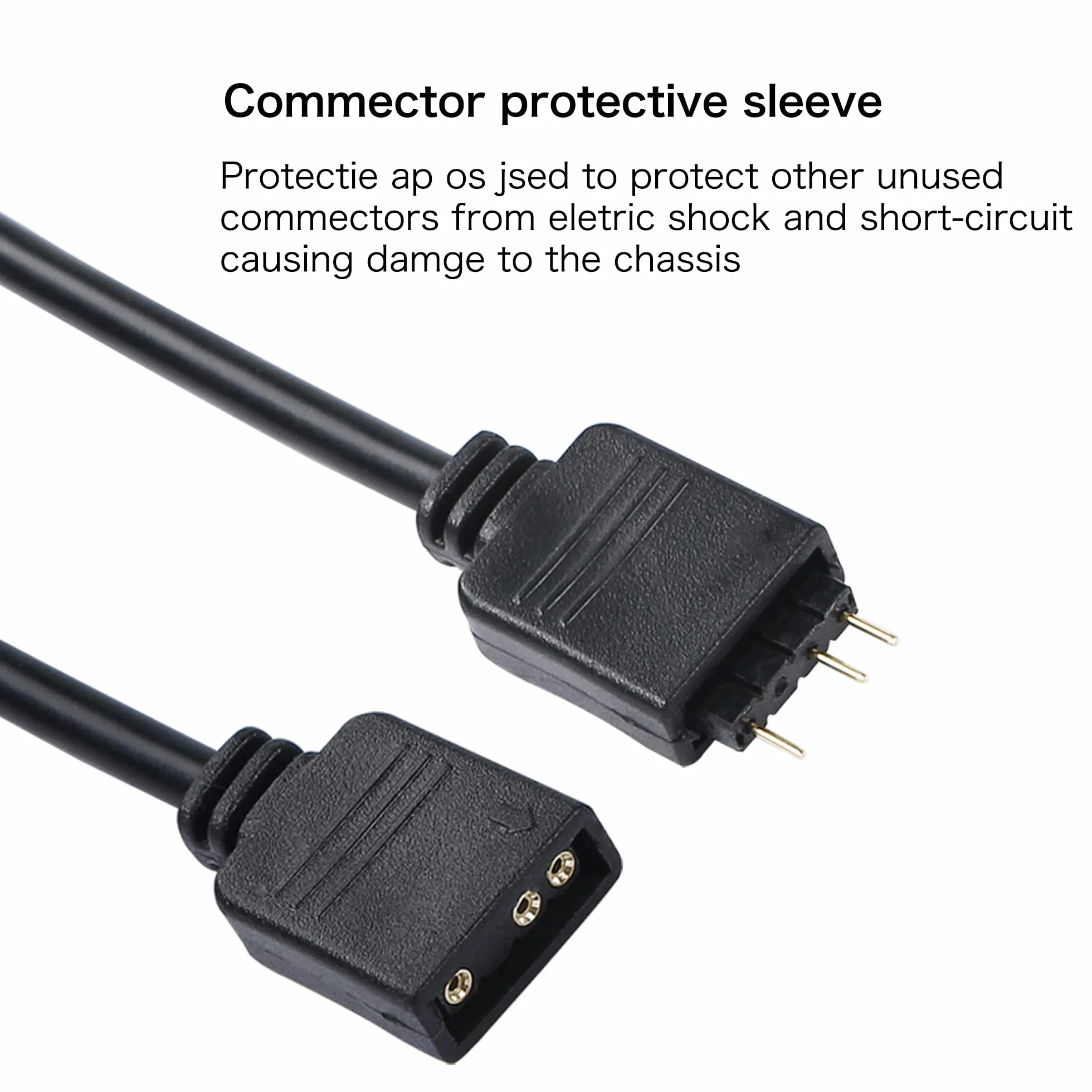 YACSEJAO Kabel rozdzielający ARGB 5 V 3-pinowy adresowalny RGB 1 do 3 kabel rozdzielający z męskimi pinami do obudowy komputera, chłodnicy procesora i wentylatora ARGB 5 V