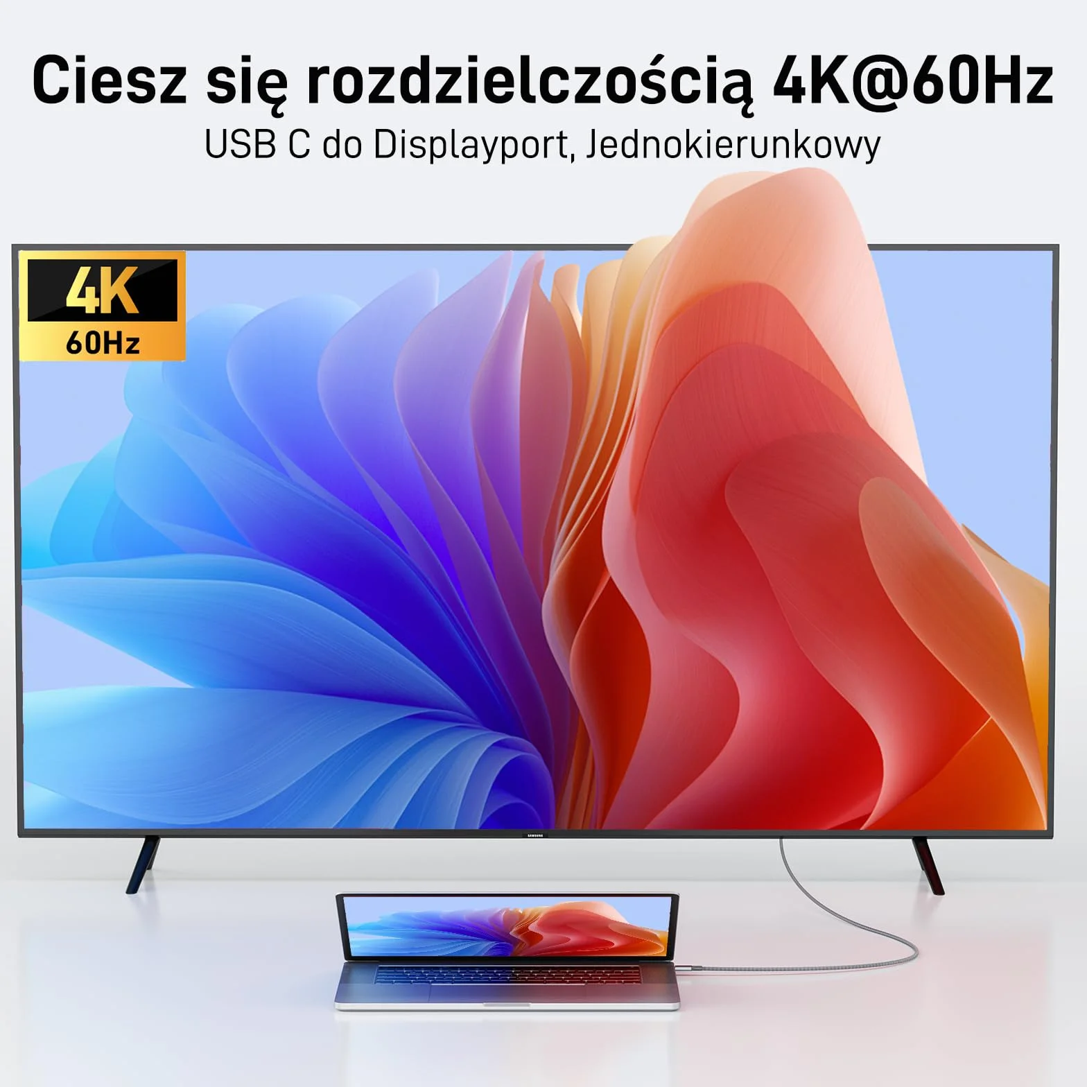 Acer USB C do DisplayPort Kabel 4K@60Hz 2K@165Hz Aluminium Pleciony 2m
