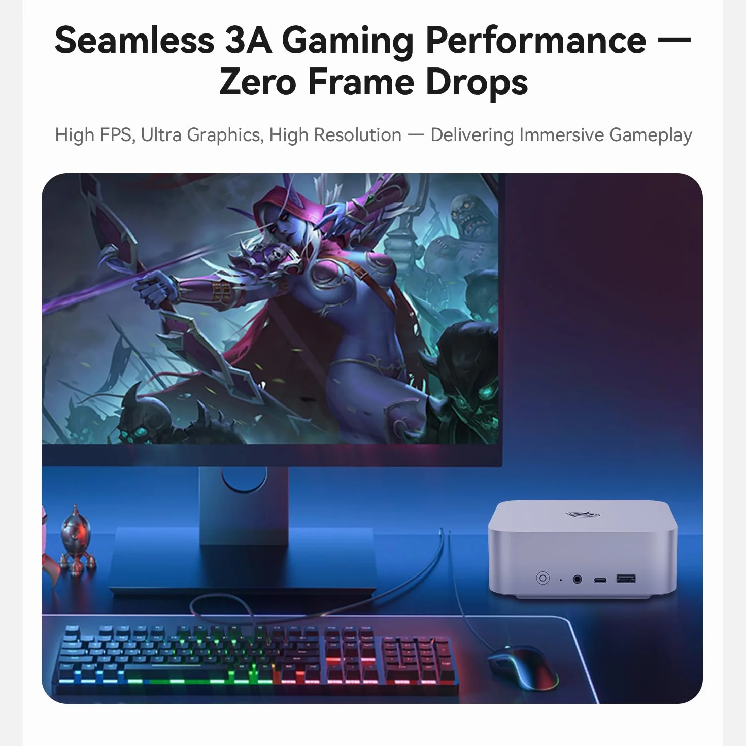 Beelink SER9 Mini PC, AMD Ryzen R7 H255 (8C/16T, do 4,9 GHz), 32 GB pamięci RAM DDR5, 1TB M.2 PCIe 4.0 SSD, potrójny ekran 4K, USB 4, HDMI, DP 1.4, BT 5.2, Wi-FI 6, RJ45 2,5 GHz, srebrny