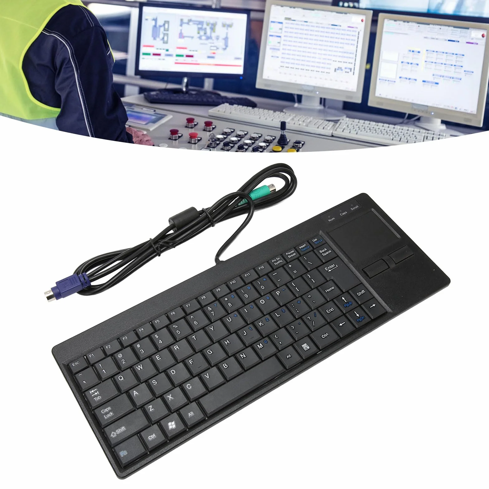 Przewodowa Klawiatura Przemysłowa z Panelem Dotykowym, Przewodowa Kompaktowa Przenośna Klawiatura Przemysłowa, X Scissor Foot Plug and Play Klawiatura IPC IPC do (Interfejs for