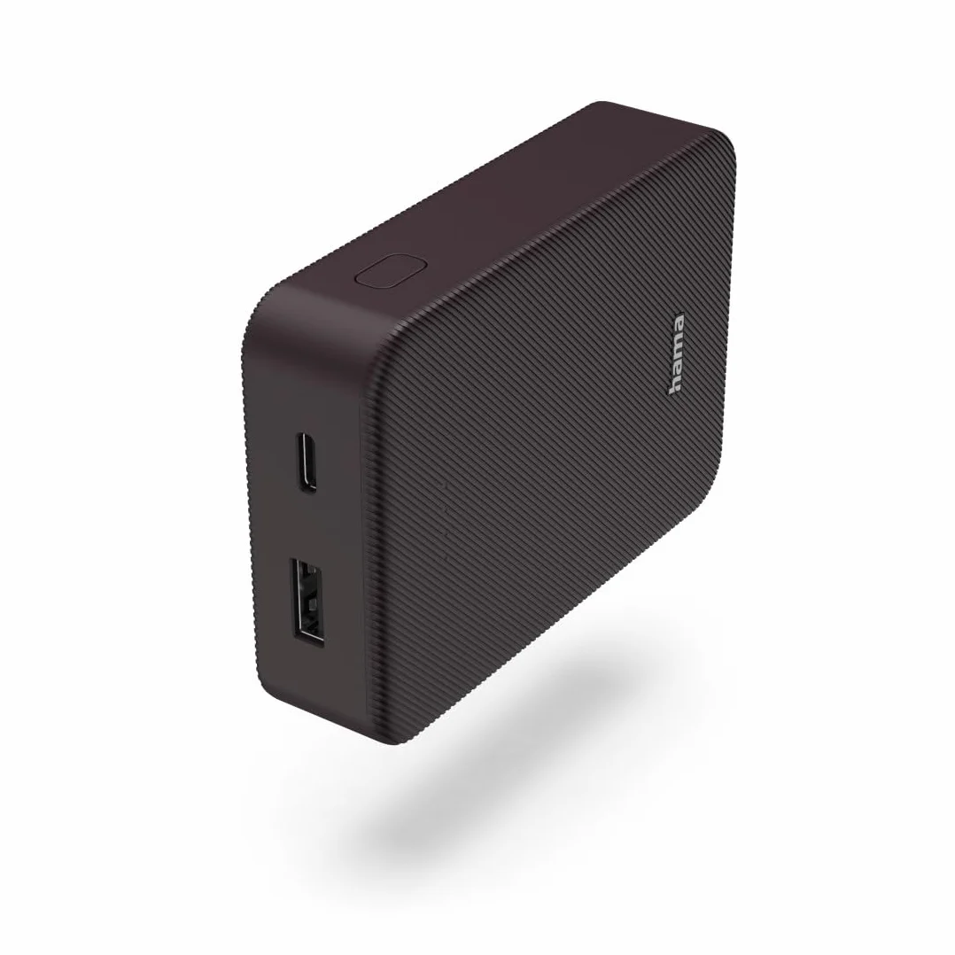 Hama Power Pack do ładowania telefonu 10000 mAh (powerbank, szybkie ładowanie, USB A, USB C, pojemny, lekki, mały, ładowarka) fioletowy bordowy