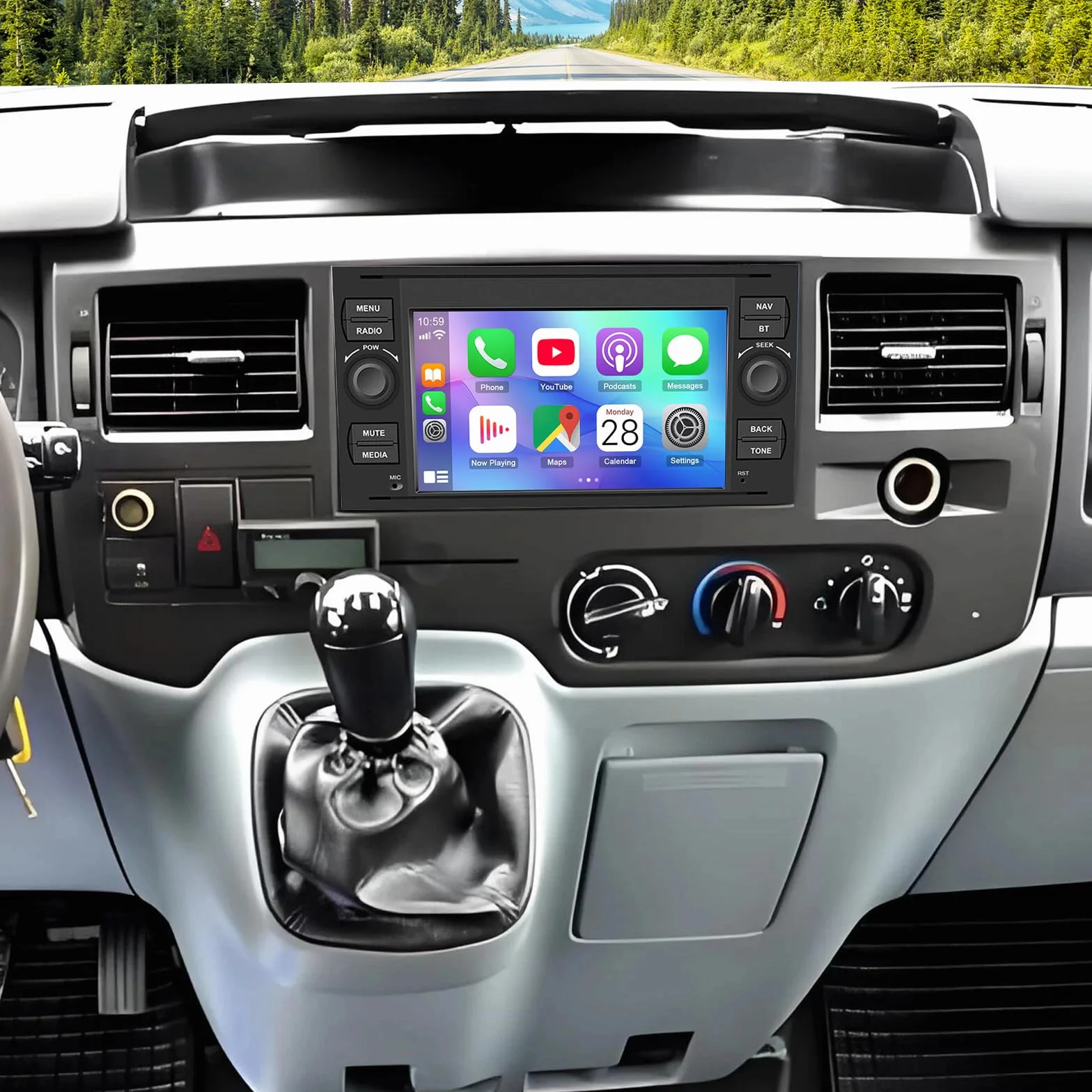 Radio samochodowe 4 + 64 G Android 13 do Ford Transit Mk7 2007-2013 z bezprzewodowym Carplay Android Auto, 7-calowy ekran dotykowy Auto Player, radio GPS, nawigacja Head Unit z Wi-Fi, FM SWC Mirror