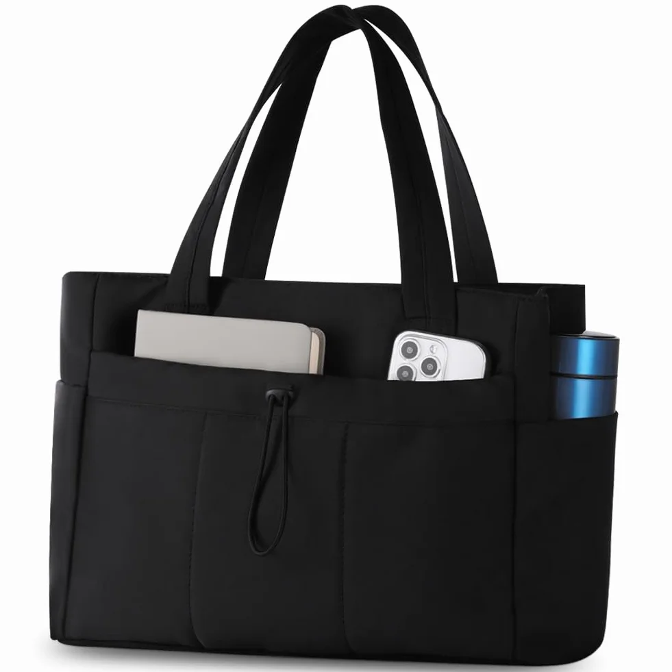 Aucuu Torba typu tote dla kobiet, pikowana torba na ramię z przegródkami na laptopa 15,6 cala, do podróży, pracy, szkoły, siłowni