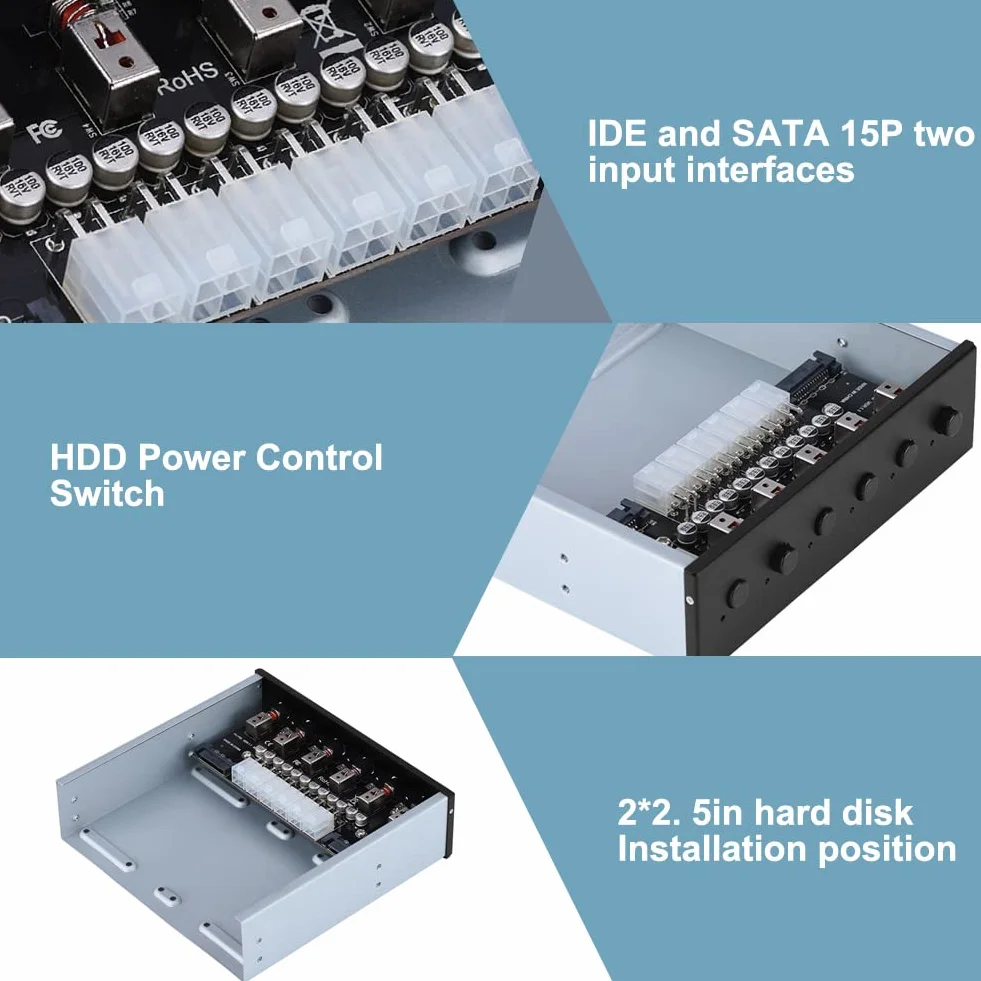 Przełącznik sterowania zasilaniem HDD, Richer-R 2,5-calowy dysk twardy SATA Drive Switcher 6 samoblokujących przełączników Sterowanie IDE 2xSATA 15-pinowy przełącznik do komputera stacjonarnego