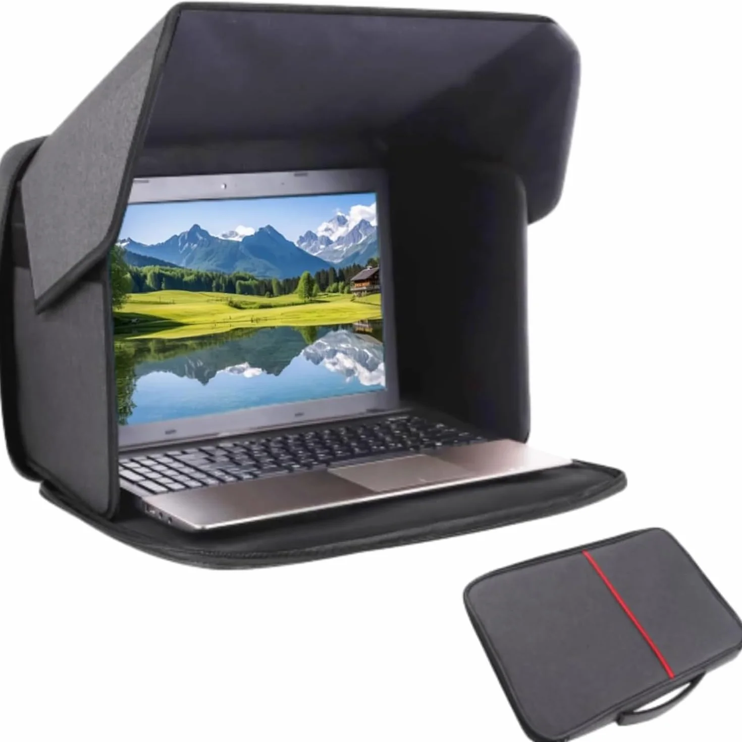Osłona przeciwsłoneczna na laptopa 35.6 cm, składana osłona prywatności na laptopa, wielofunkcyjna torba na laptopa, blokuje światło słoneczne, do użytku na zewnątrz, podróży, biura, ciemnoszary