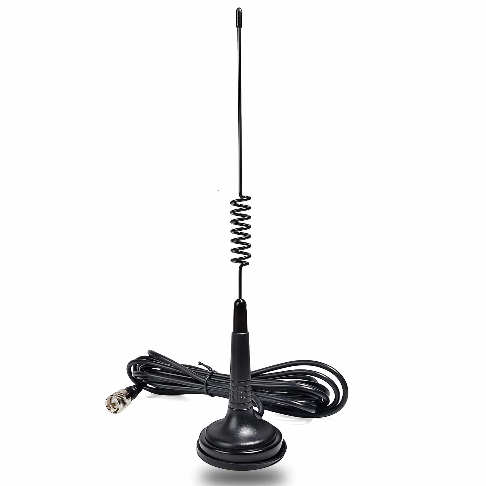 27Mhz Magnetic Antenna, CB Antenna with 2.7inches Magnet Mount Base, 4meters RG58 Cable for Cobra Uniden Midland President Randy Transceivers(UHF-Male Connector)