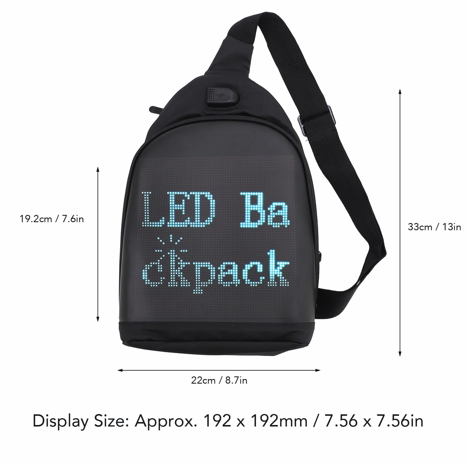 LED Sling Backpack Programmable Pełny Kolor Ekranowy Wyświetlacz Woda Water Reklama na Zewnątrz Podróż dla Mężczyzn Kobiety
