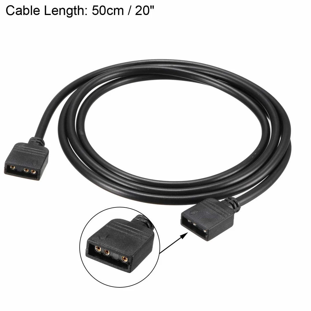 sourcing map 2 szt. RGB bocznik kabel gniazdo do gniazda 3-pinowe przedłużenie przyłącze 50 cm długości