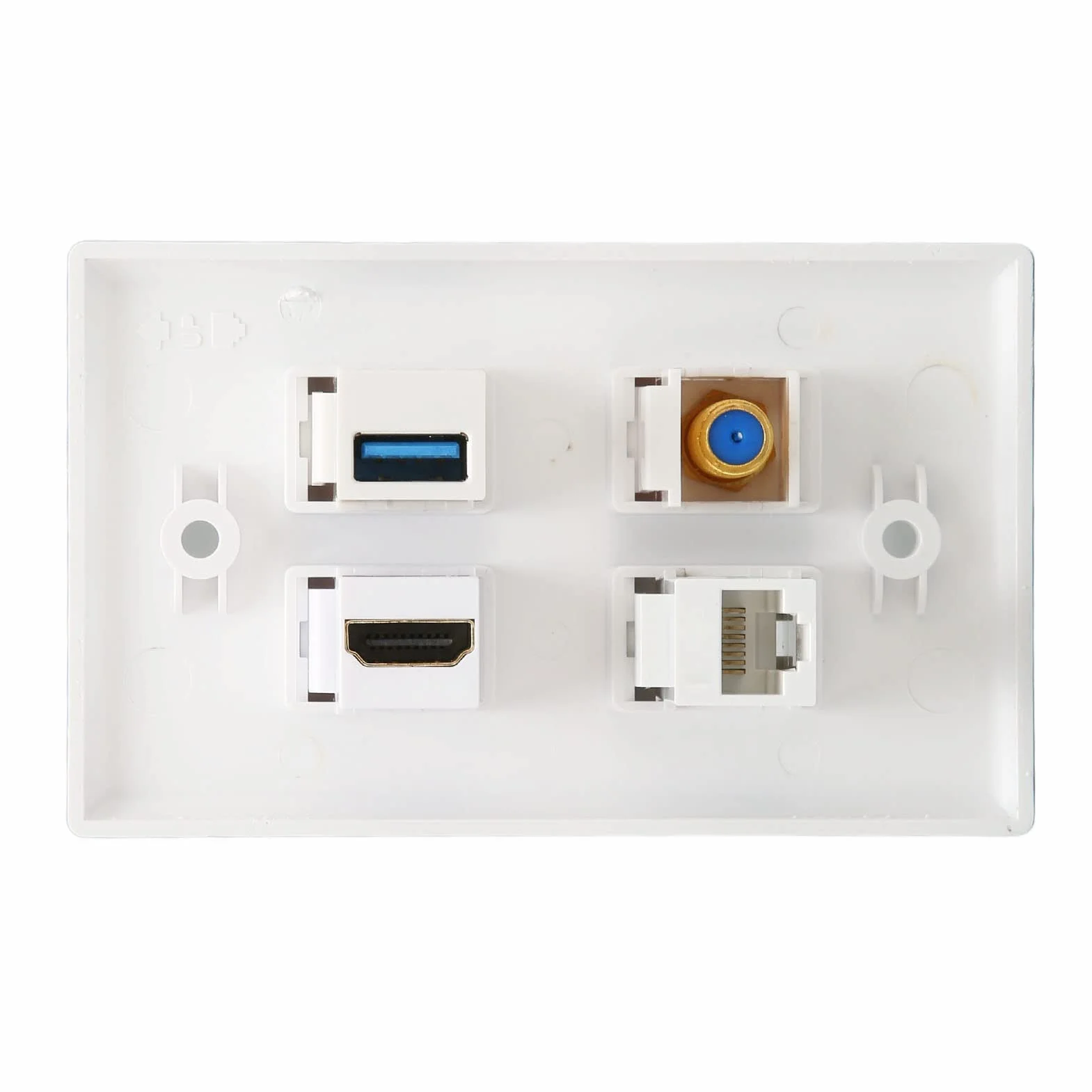 4-portowa Płyta ścienna HDMI, Wielofunkcyjna Płyta ścienna z Portami HDMI, Typu F, USB3.0, Cat6, Portem Ethernet RJ45 do Telewizora HDTV, Odtwarzacza Wideo, Projektora, Komputera Itp.