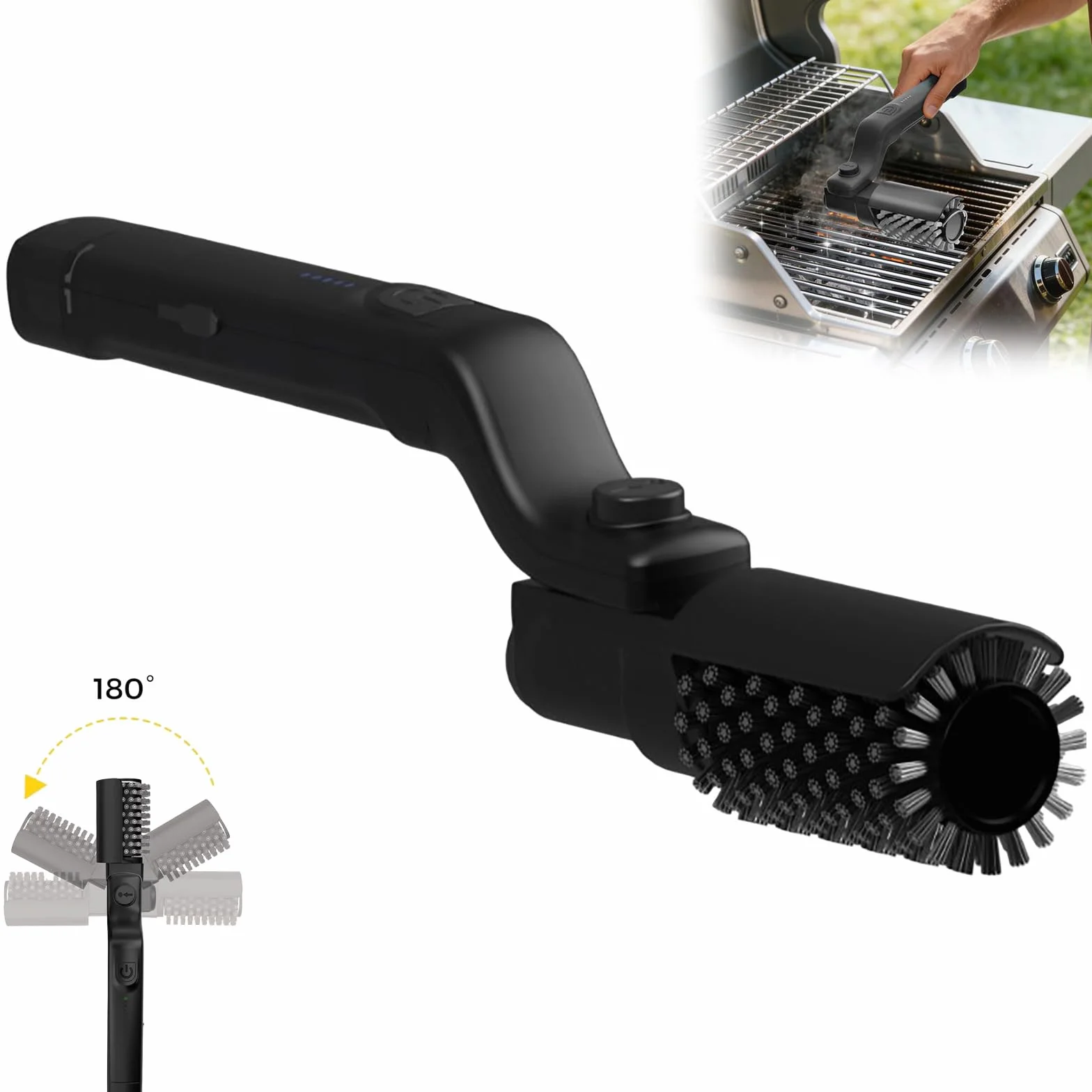 Elektryczna szczotka do grilla, bezprzewodowy środek czyszczący do przypalonej żywności, bezpieczny grill elektryczny bez włosia, narzędzie do czyszczenia grilla na zewnątrz