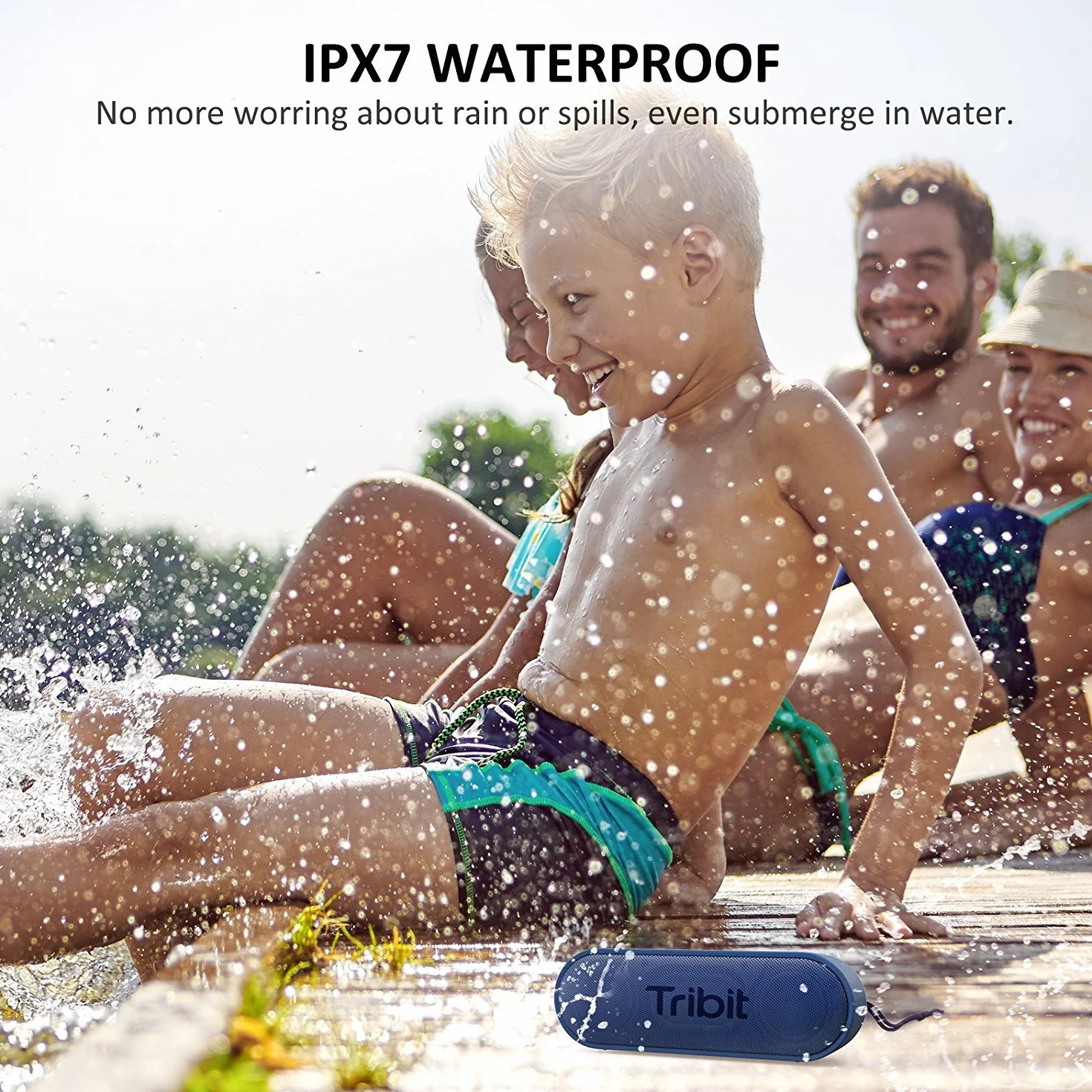 Tribit XSound Go przenośny głośnik Bluetooth, wodoszczelny IPX7, 16 W, bezprzewodowy głośnik z basem +, 24 godziny odtwarzania, zasięg Bluetooth 30 m (niebieski)
