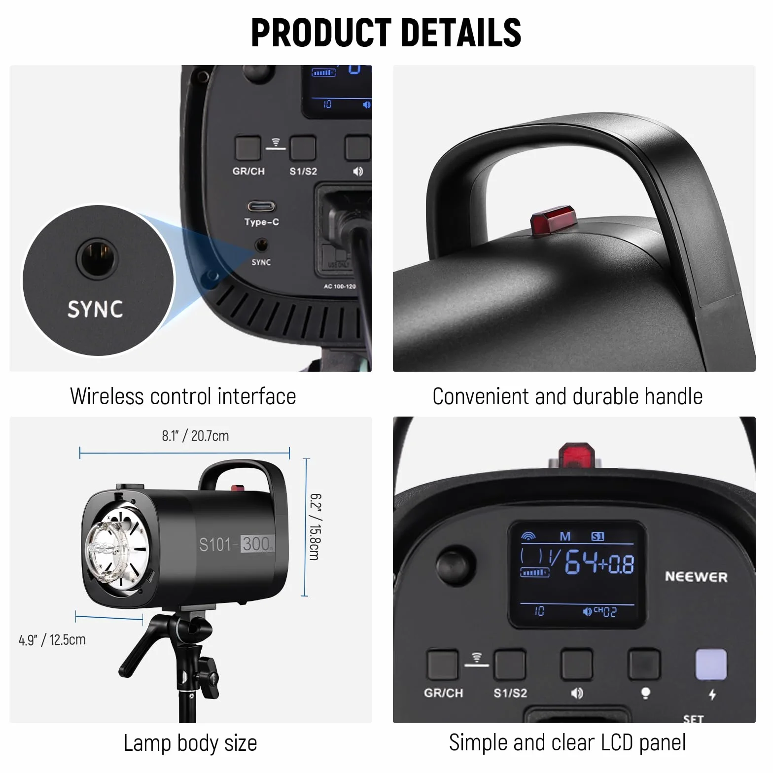 NEEWER 600 W Studio Monolight Strobe Flash zestaw 2 szt. S101-300 W PRO 5600 K lampa błyskowa Studio z wyzwalaczem 2,4 G/lampa nastawcza 150 W/Bowens Mount/softbox/stojak/reflektor/torba,