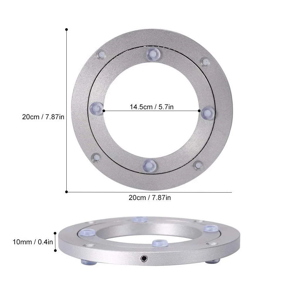 Yosoo Heavy Duty Aluminium Legierung Rotierende Lager Turntable Runde Speisetisch Smooth Swivel Plate (Abmessung : 8inch)