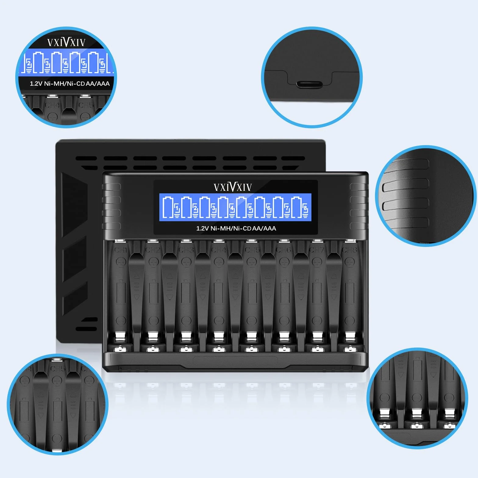 Ładowarka do Baterii Ni-MH Ni-CD 1.2V 8 Gniazda AA AAA