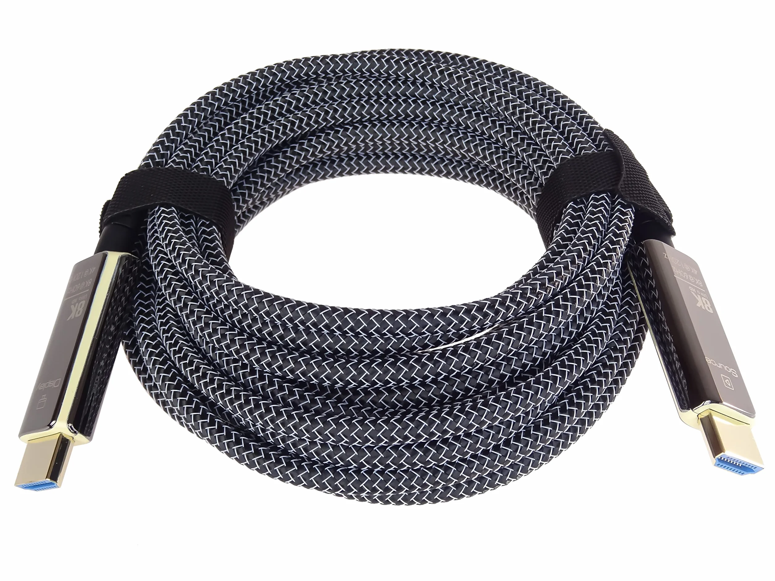 PREMIUMCORD 8K Aktywny Kabel Światłowodowy HDMI 2.1, Ultra High Speed 48 Gbit/s, 3D, EDID, ARC, HDR, Resolution 8K@60Hz 4320p, 4K@120Hz, Kompatybilny z PS5, Xbox X, PC, TV, Spłaty złota, Długość 10 m