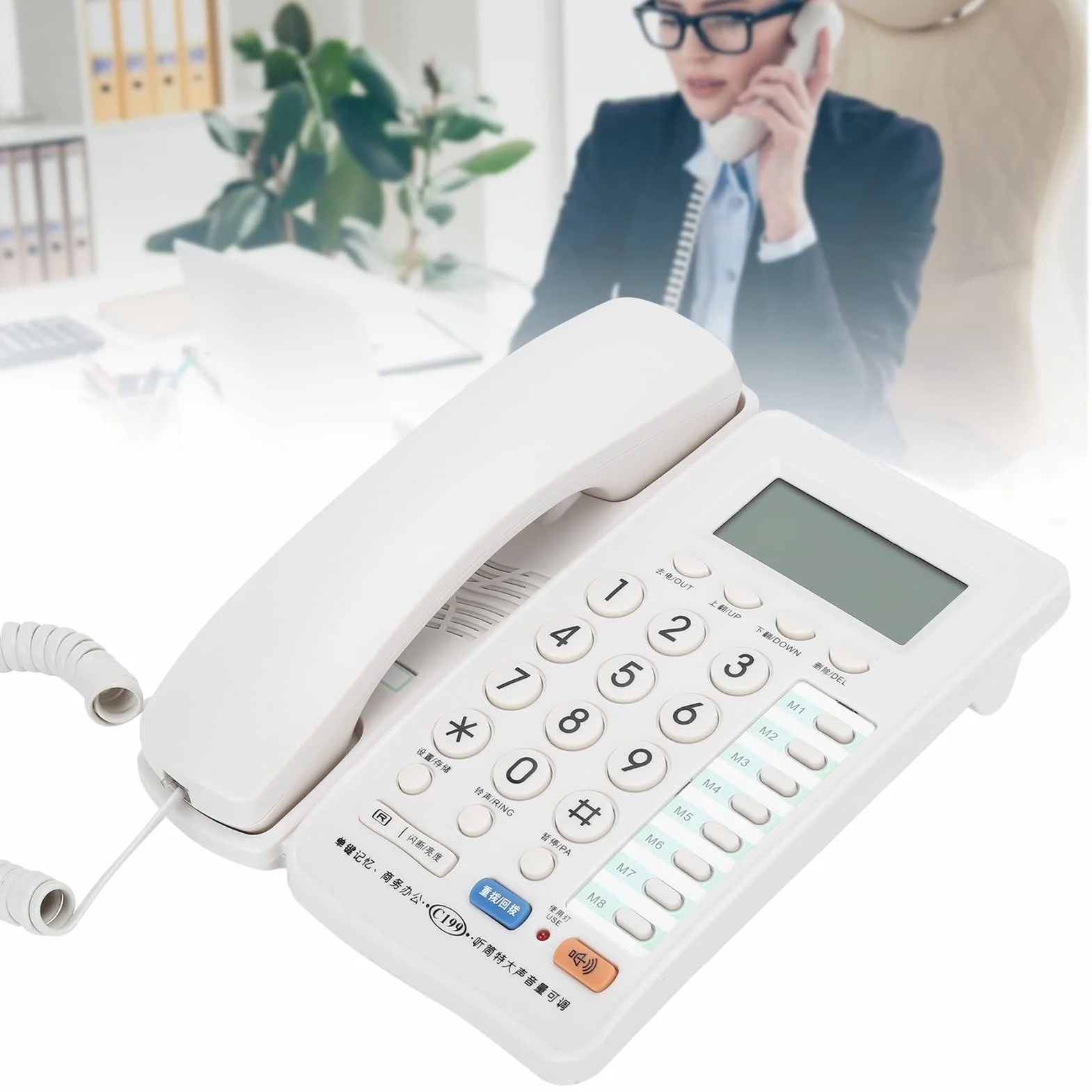 Telefon stacjonarny przewodowy, przenośny przewodowy telefon stacjonarny, zestaw głośnomówiący/przechowywanie numerów, do domowego biura, hotelu, restauracji, firmy