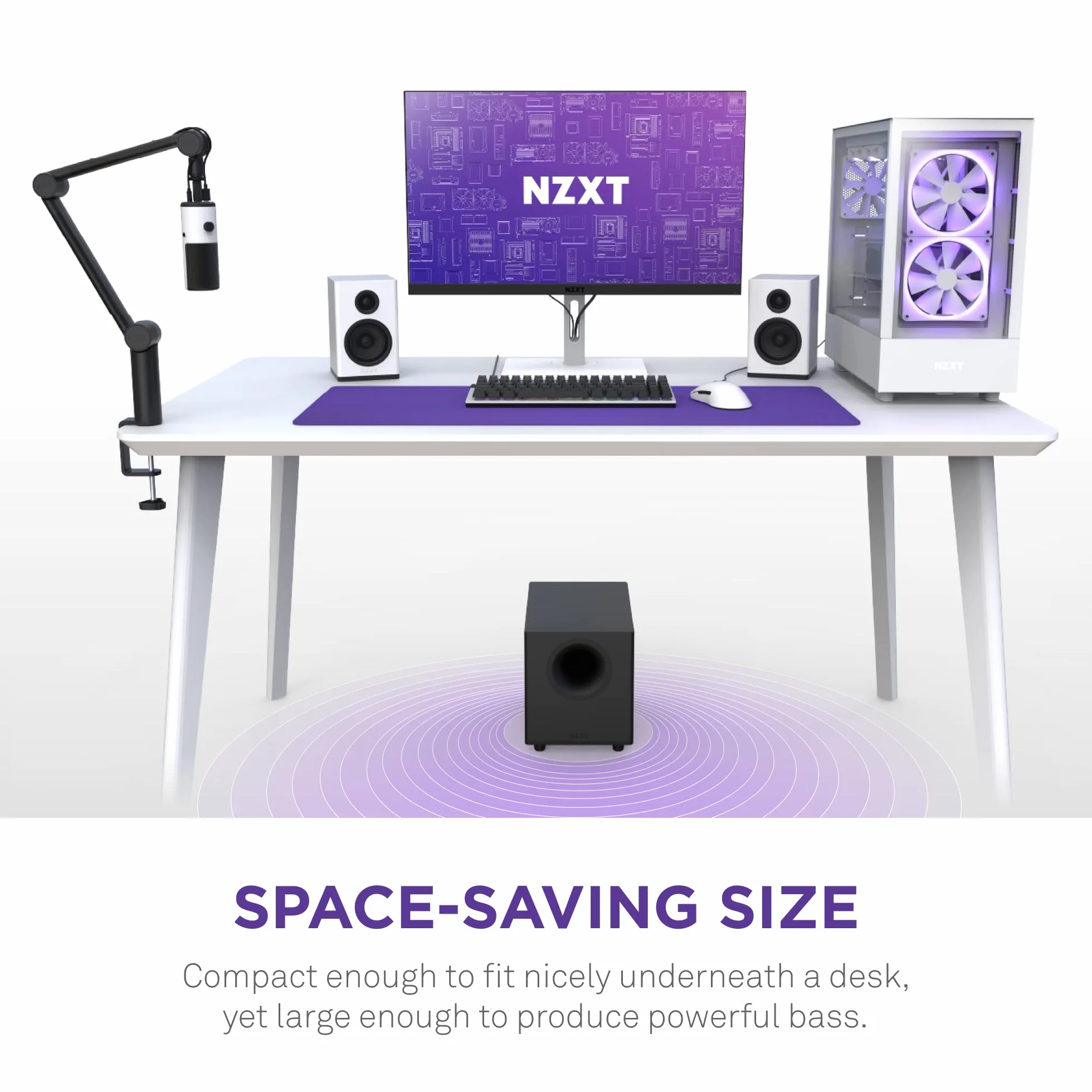 NZXT Relay Subwoofer PC - AP-SUB80-EU - Czarny - 140 W - Głębokie basy - 6,5-calowy głośnik Down-Firing