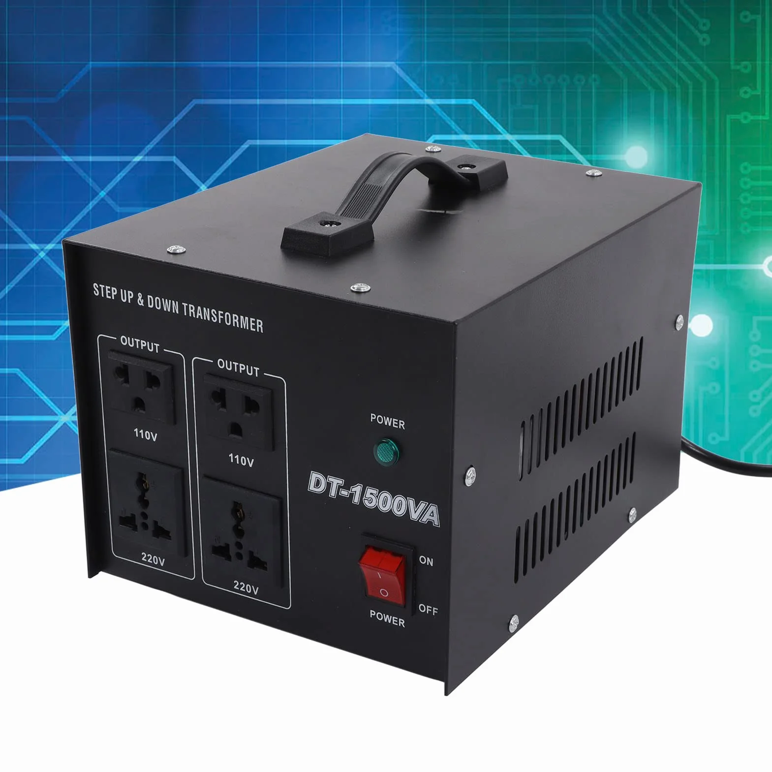 Transformator napięciowy o dużej wytrzymałości 1500 W — przetwornica zwiększająca i zmniejszająca moc — jednostka dwukierunkowa 110 V na 220 V i 220 V na 110 V z rdzeniem