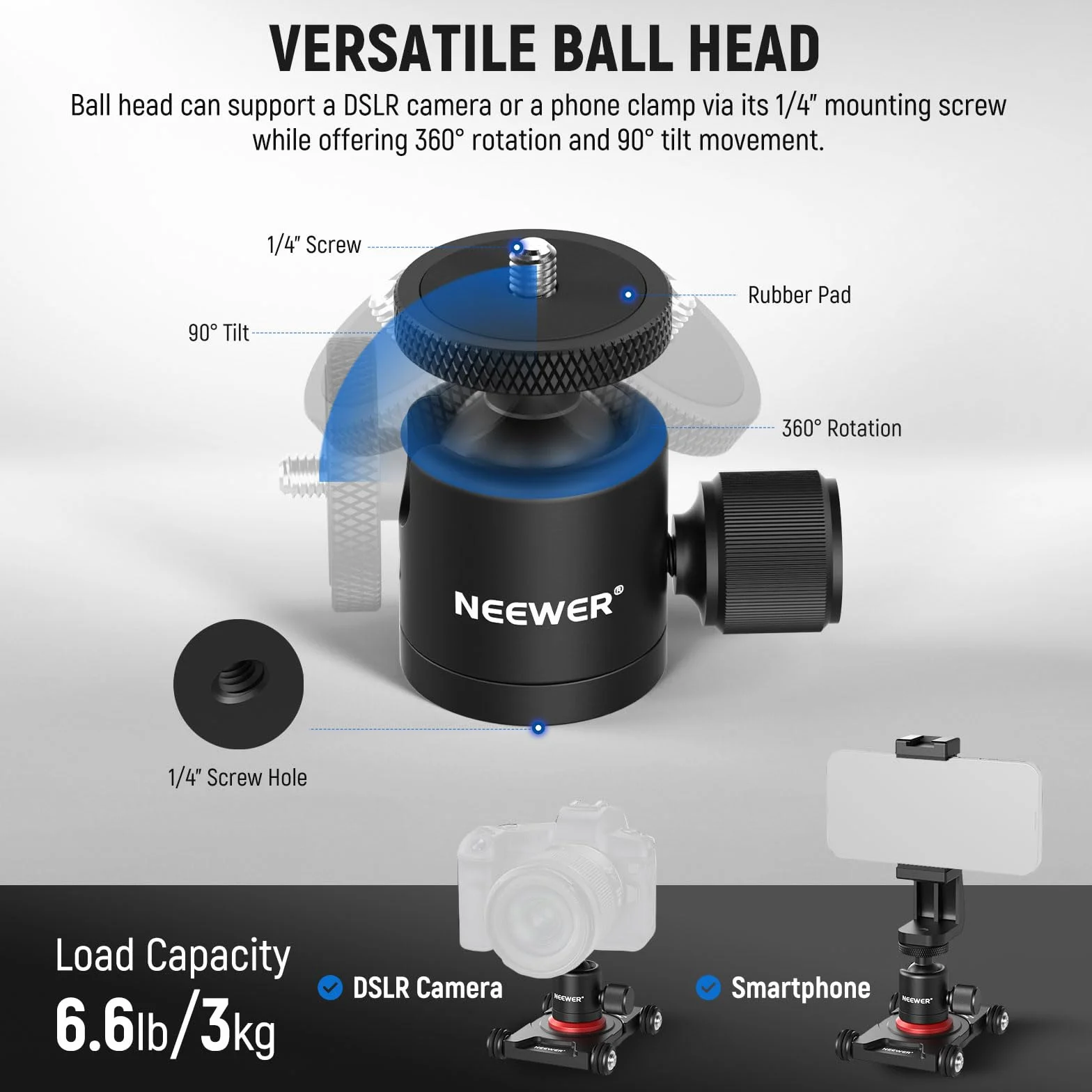 NEEWER Sd001 Slider Dolly kamera z głowicą kulową i zaciskiem do telefonu, 4-kołowy stół Dolly z panoramą 360°, kompatybilny z kamerą bezlusterkową, mini kamerami GoPro iPhone i telefonami komórkowymi