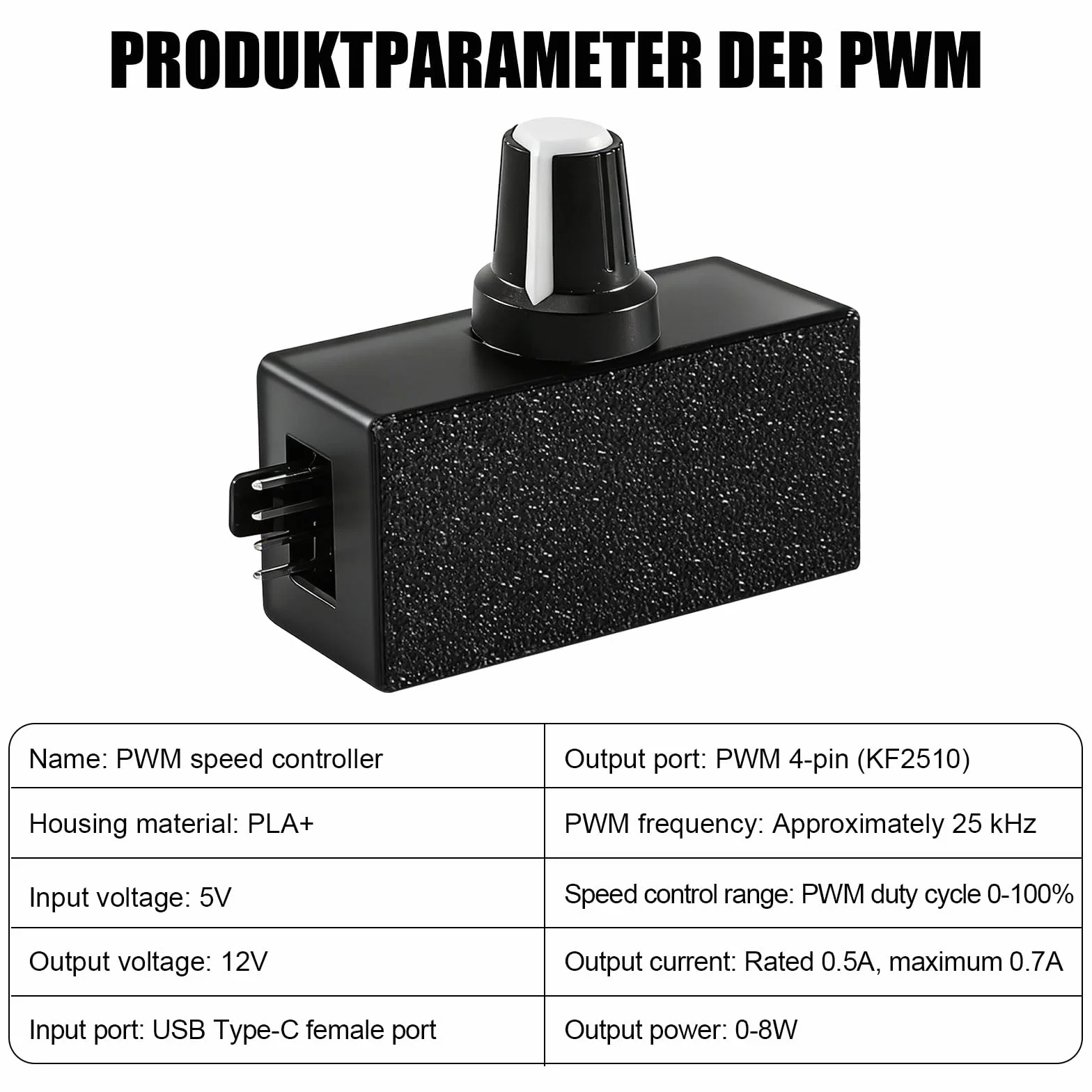 Joycabin PWM regulator prędkości obrotowej wentylatora 4-biegunowy USB typu C 0-100% do chłodzenia wodą