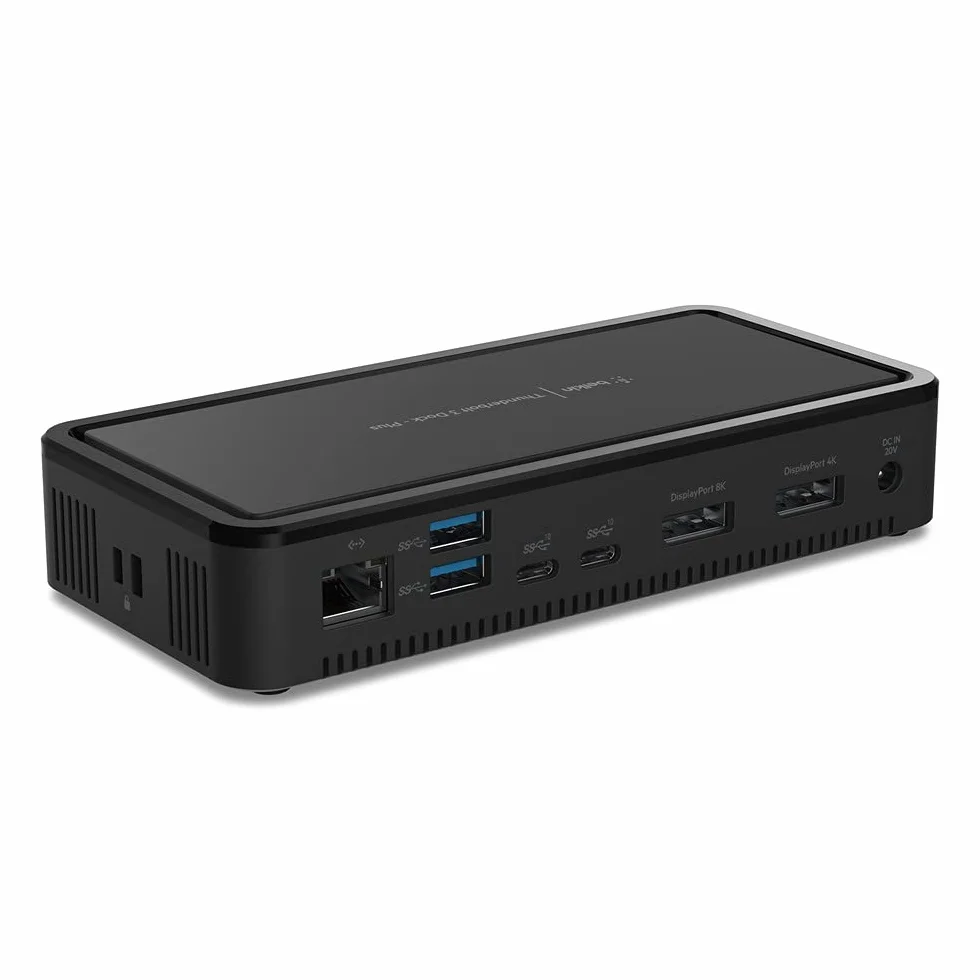 Stacja dokująca Belkin Thunderbolt 3 Dock Plus z 0,8 m kablem Thunderbolt 3 (stacja dokująca Thunderbolt dla macOS i Windows), Podwójne 4K przy odświeżaniu 60 Hz, transmisja 40 Gb/s, ładowanie 60 W