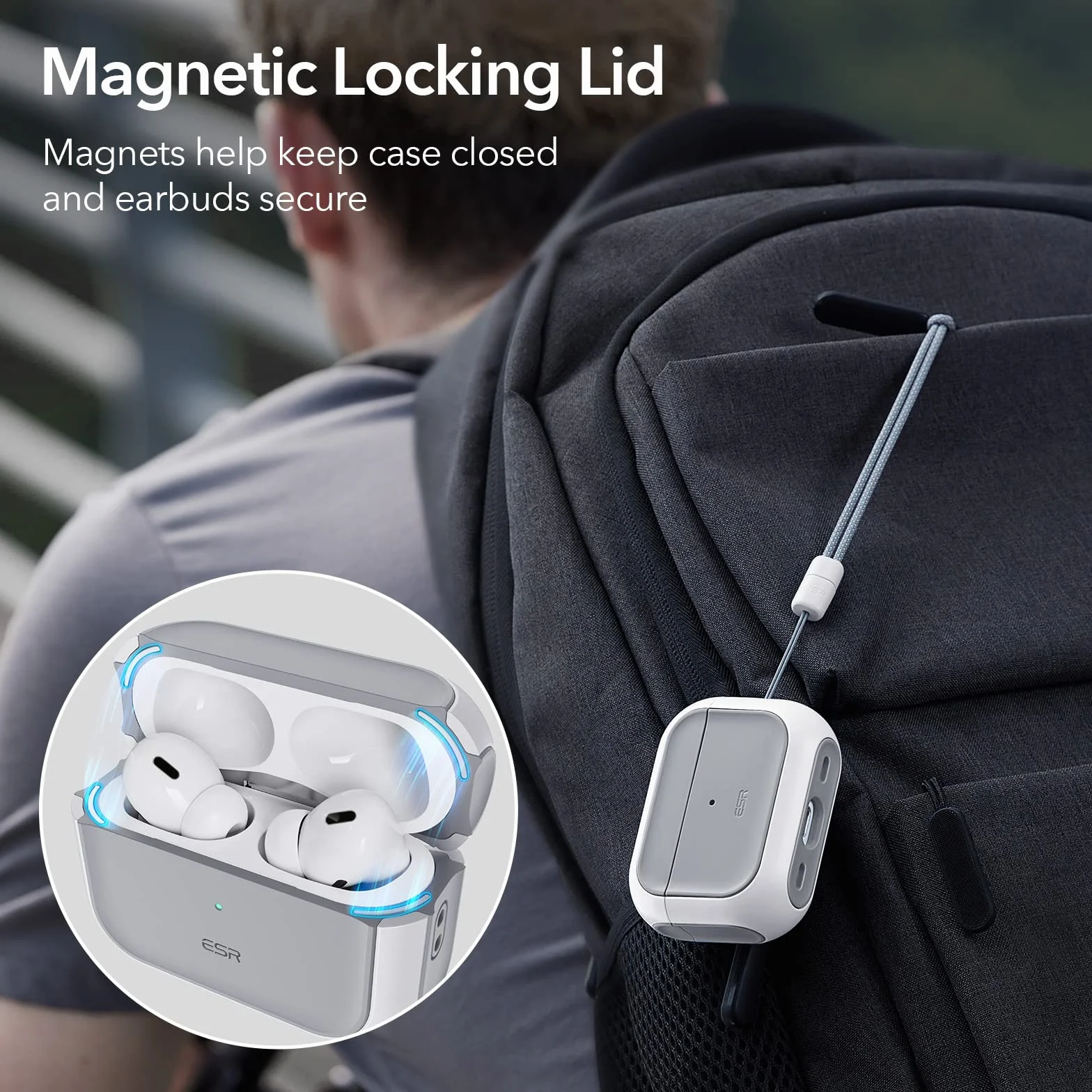 ESR Orbit Hybrid Etui HaloLock kompatybilne z AirPods Pro 2. generacji MagSafe Ready ochrona przed upadkiem białe