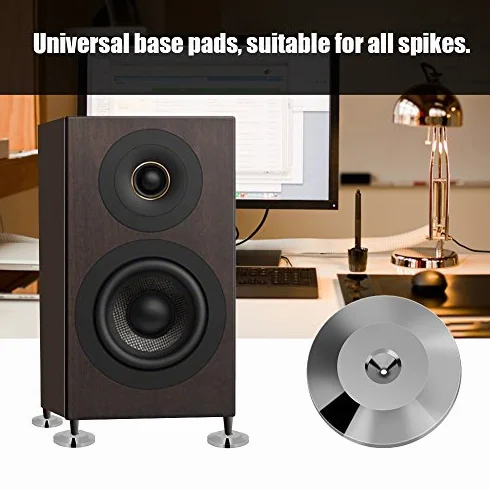 8 Stk. 25 x 4 mm Lautsprecherfüße, Lautsprecherisolationspad Universal Copper Speaker Shock Base Pad Isolationsfüße Mattenbodenscheibe, für Lautsprecher-CD-DVD-Player(Pistolenfarbe)