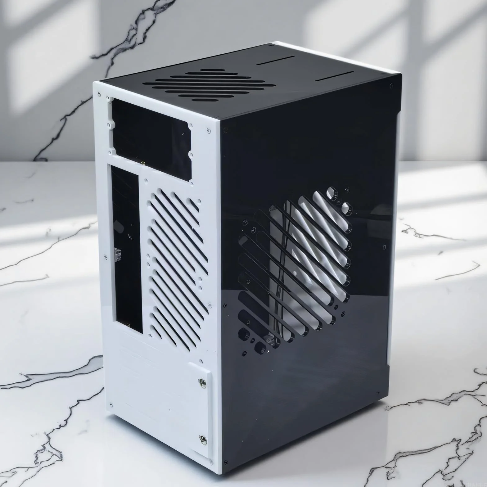 Denash Mała Obudowa Komputera PC, Obudowa Mini Komputera ITX z wentylacją 360 Stopni, Przezroczysty Panel Akrylowy, Obsługuje Zasilacz SFX, do Konfiguracji Gier w Domowej Rozrywce