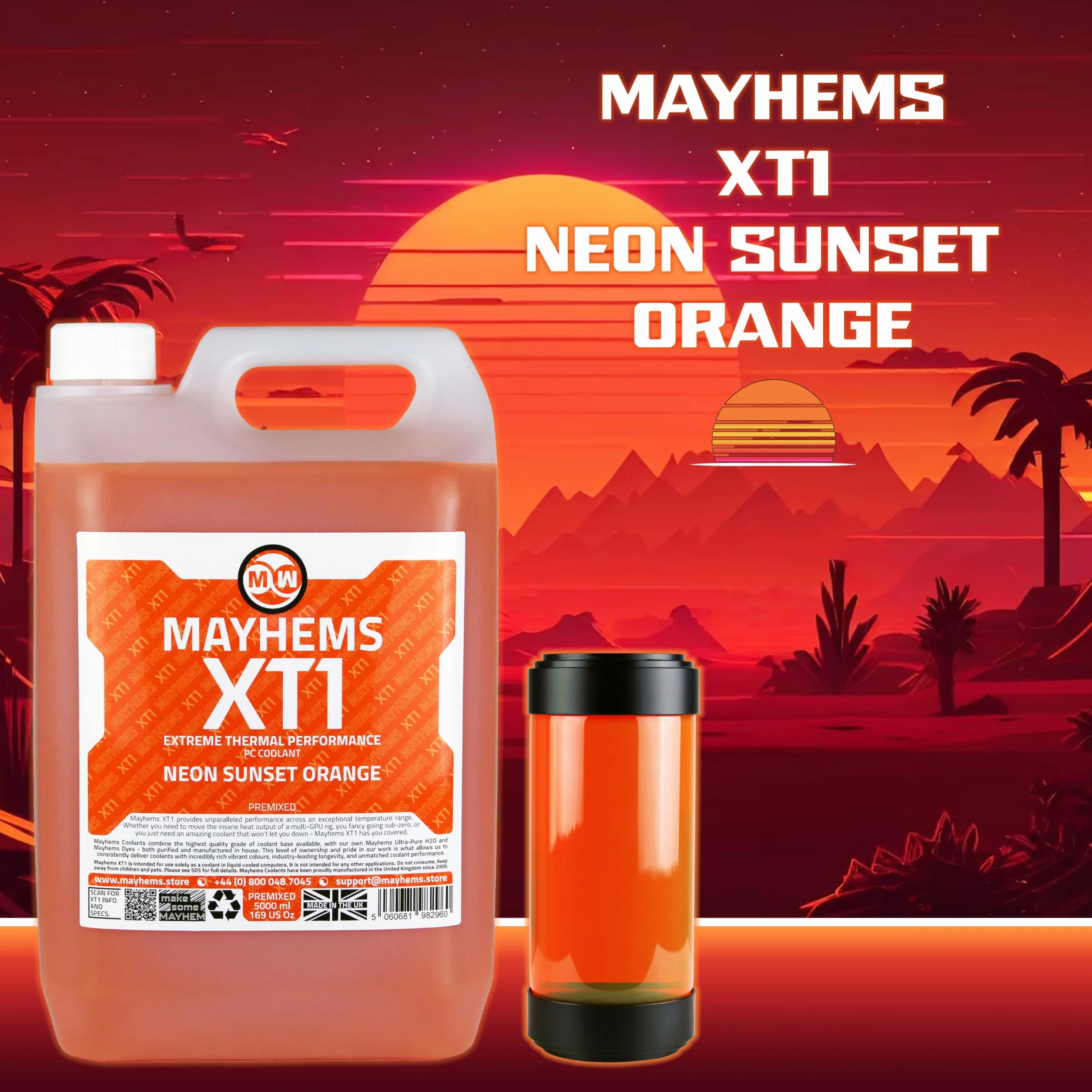 Mayhems - XT1 gotowy płyn chłodzący do komputerów PC - płyn do chłodzenia wodnego komputerów - Seria wydajności cieplnej, 5 litr, neon sunset orange (pomarańczowy)