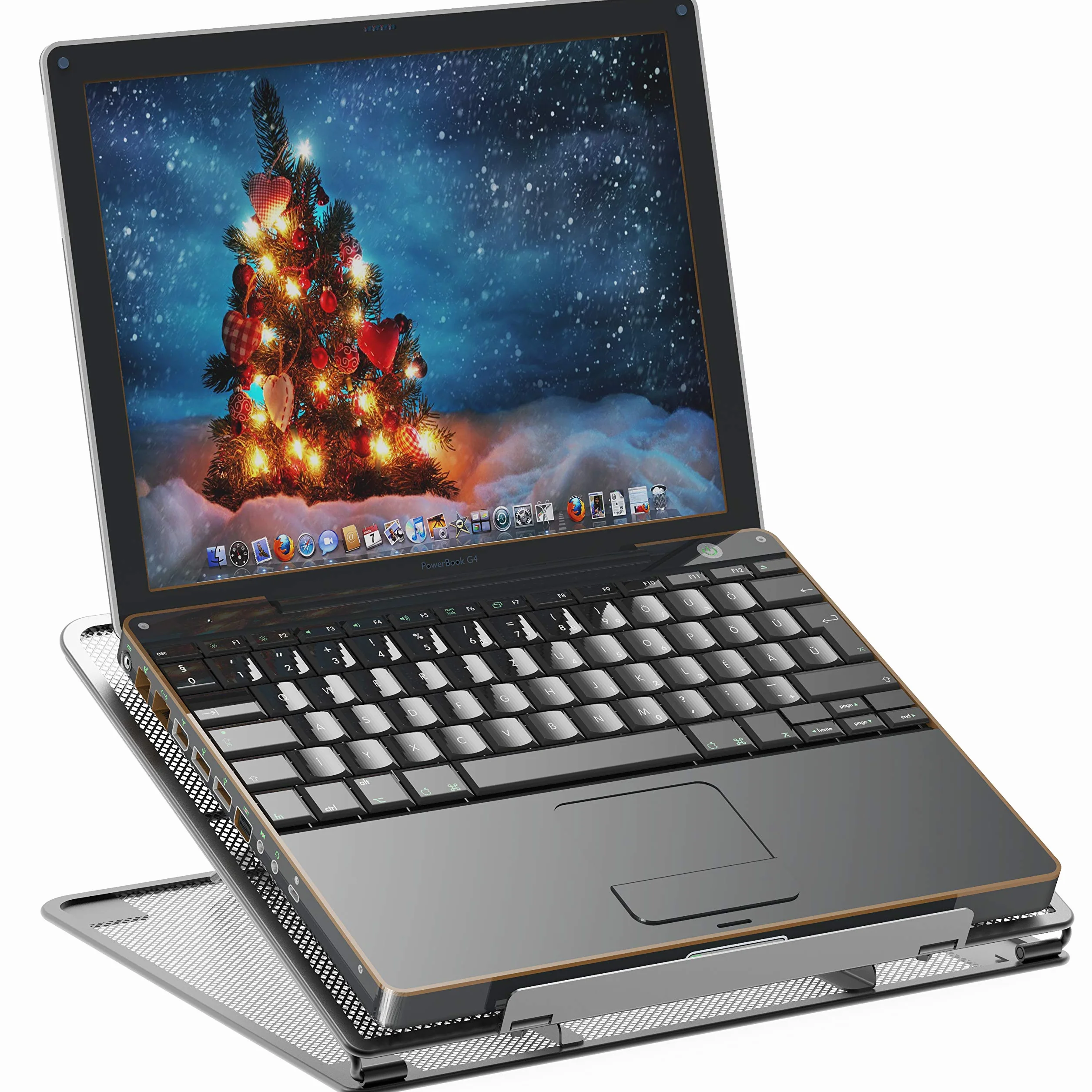 Simple Houseware Siatkowy wentylowany regulowany stojak na laptopa, czarny