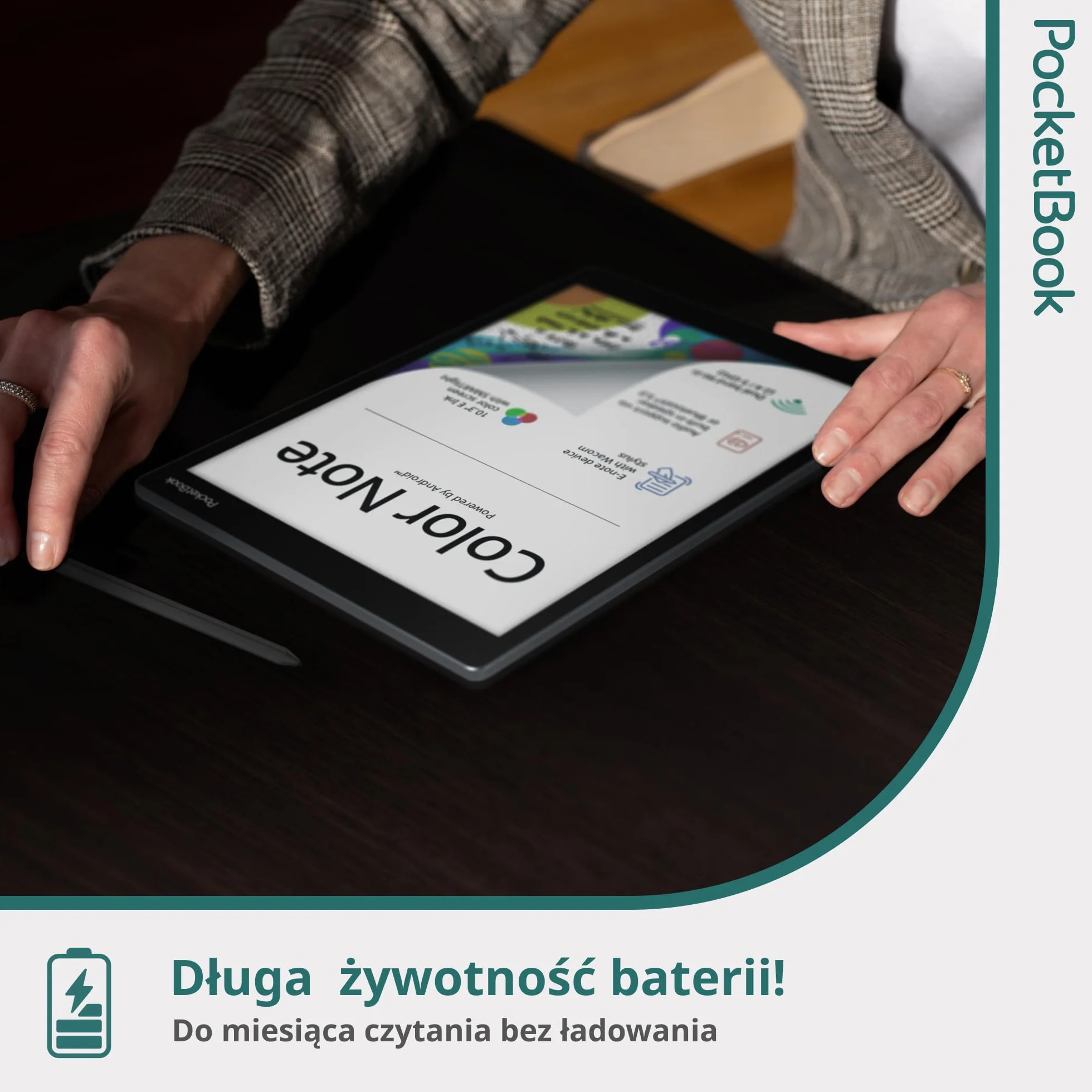PocketBook Color Note z Rysikiem Wacom - Tablet E Ink - 10,3-Calowy Kolorowy Ekran Kaleido 3 - Cyfrowy Notatnik i Czytnik eBooków - 32 GB - WiFi i Bluetooth - Przyjazny dla Oczu