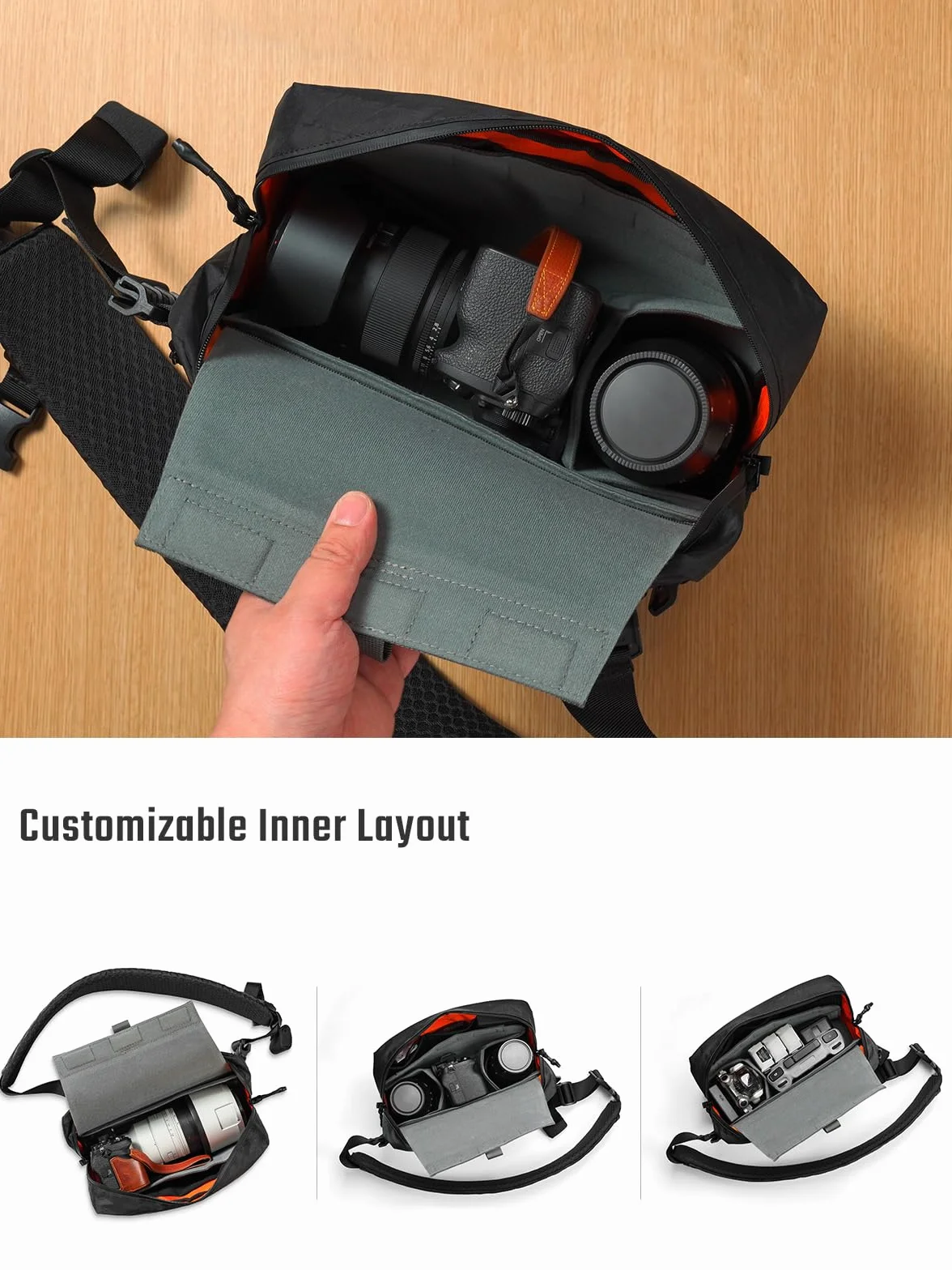 TACTICAL_GEEK TCM9 wkładka na aparat do plecaków, etui na aparat fotograficzny, odporny na uderzenia pokrowiec ochronny, modułowy organizer na sprzęt fotograficzny z klapką magnetyczną, składany rzep