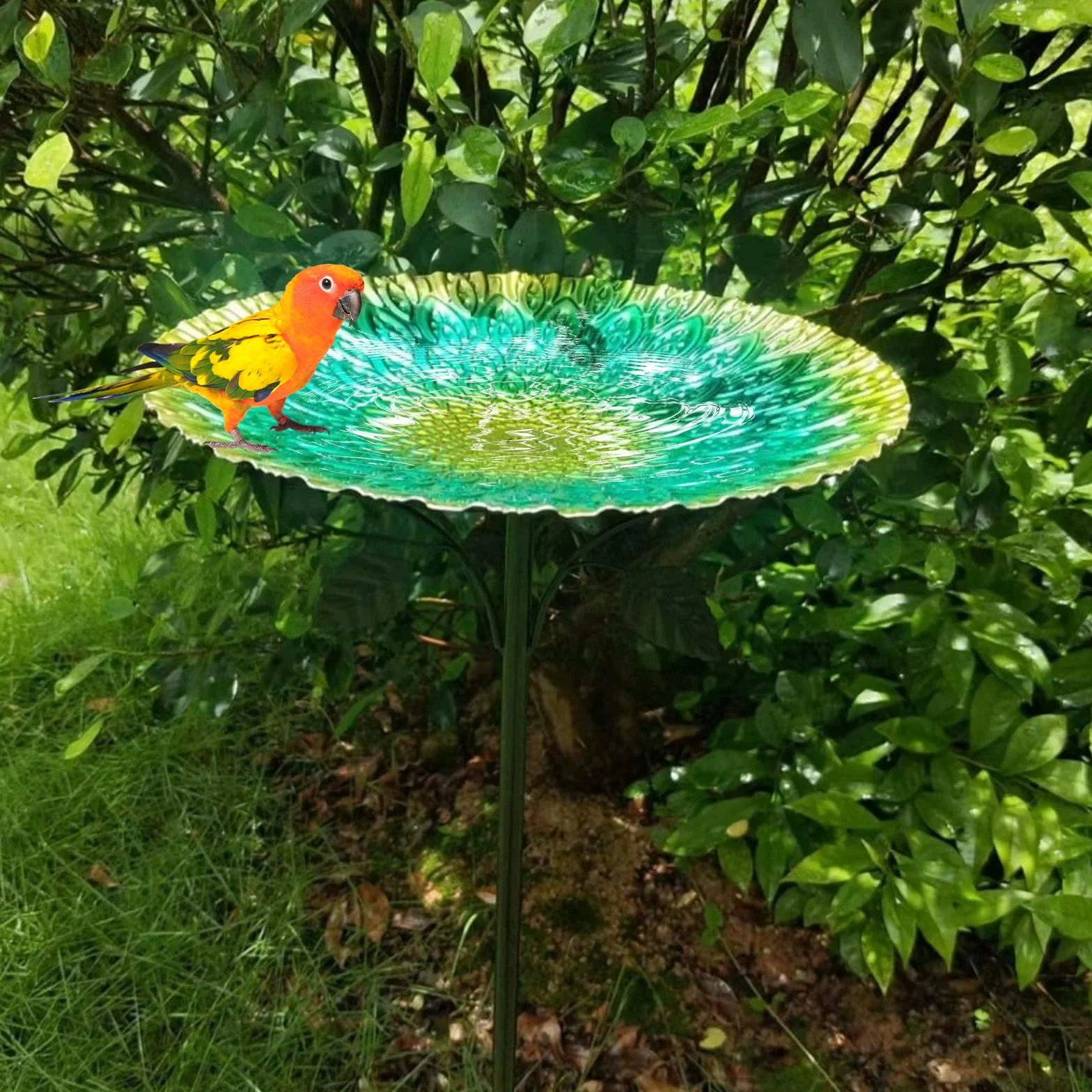 HIQE-FL Karmnik dla ptaków, poidło dla ptaków 84 cm, wanna dla ptaków, na zewnątrz, dekoracja ogrodu, metalowa wanna dla ptaków, do ogrodu, na balkon, do łazienki