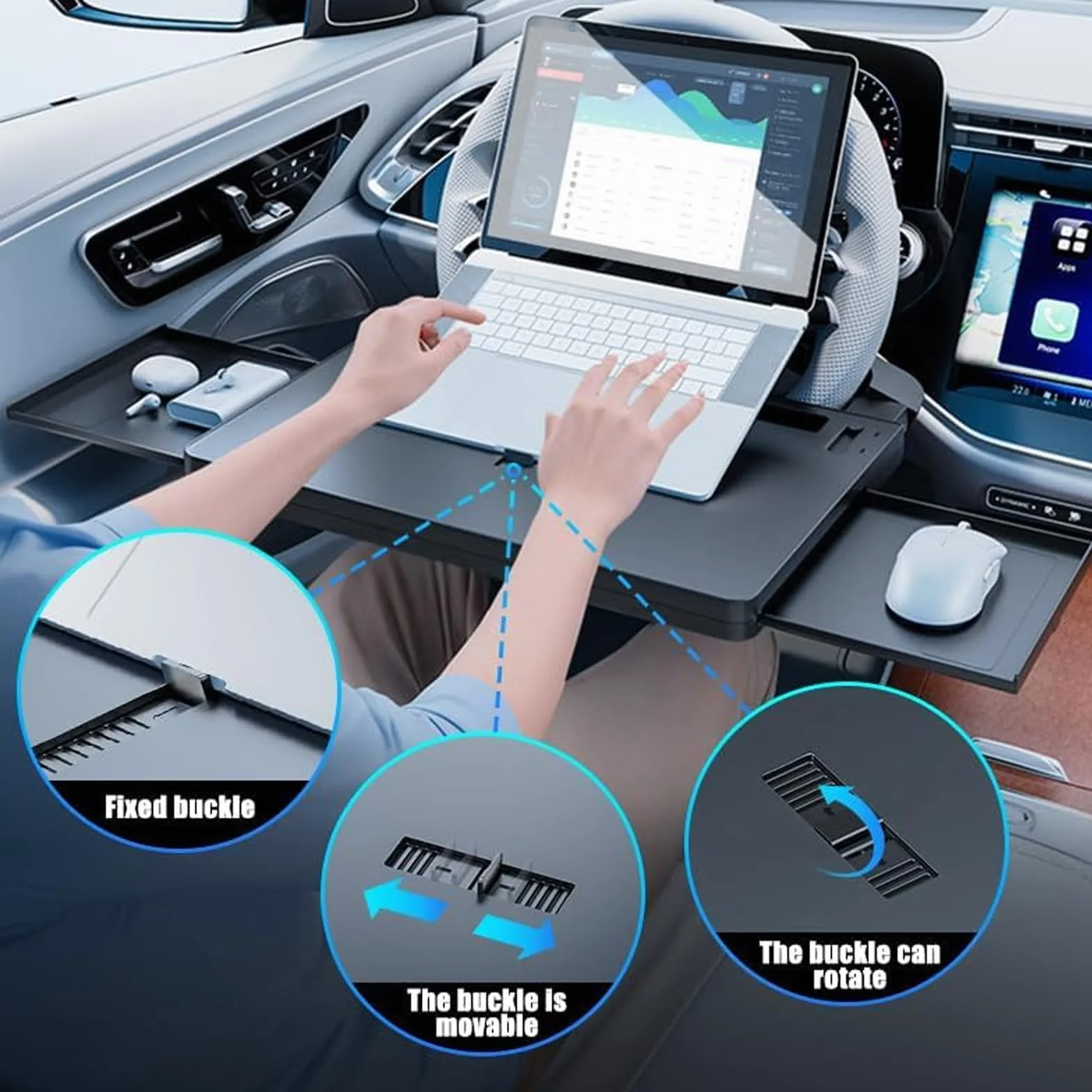Uchwyt na kierownicę do BYD Seal U DM-i 2023 2024 2025 2026, składane biurko przenośna taca do serwowania laptopa idealne zastosowanie parking,A/czarny