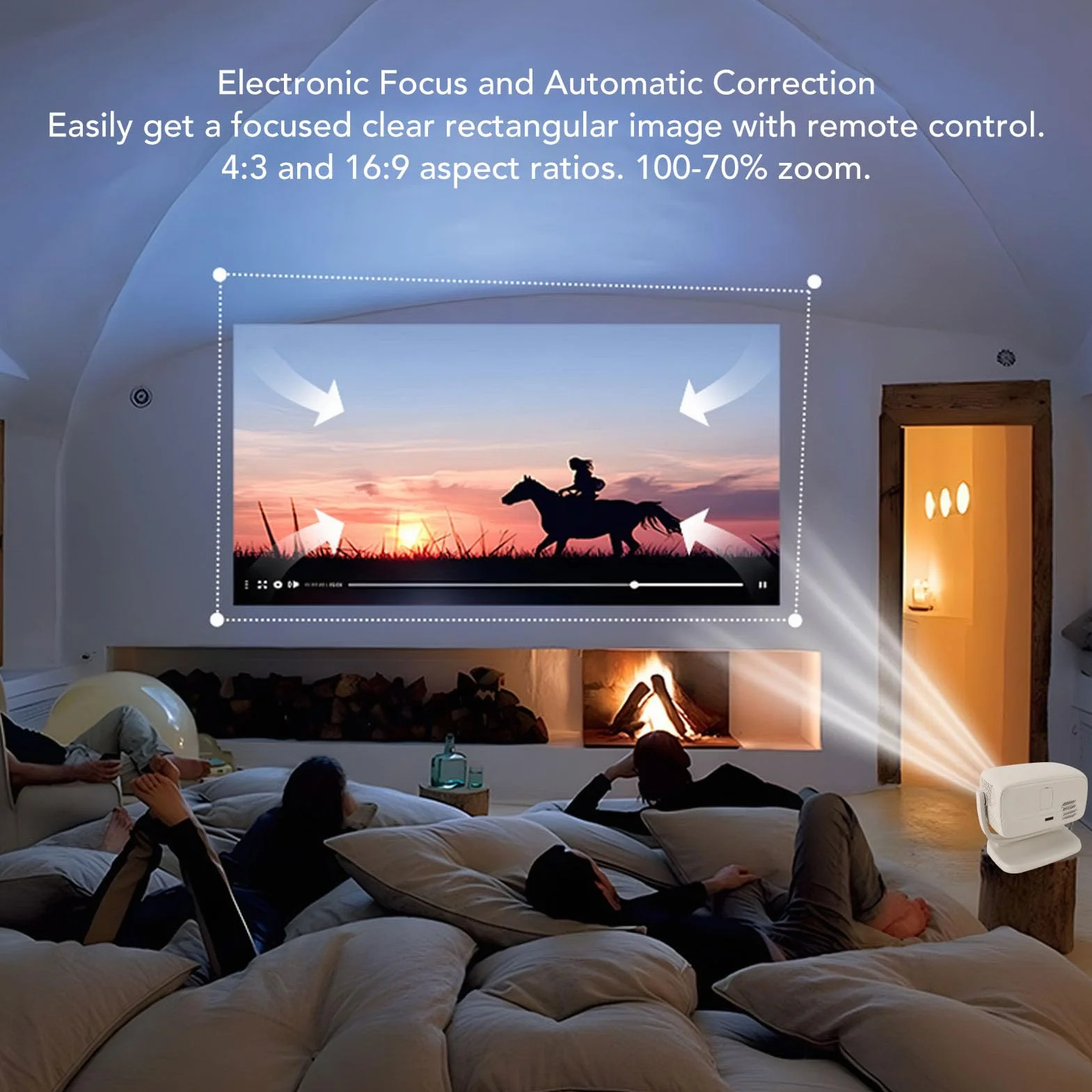 Projektor z Wi Fi 6 Bluetooth 5.3, Przenośne Projektory 4K Obsługujące 4K 1080P FHD, Zewnętrzny Projektor Filmowy do Kina Domowego, Kompatybilny z Telefonem, TV Stick, Laptopem