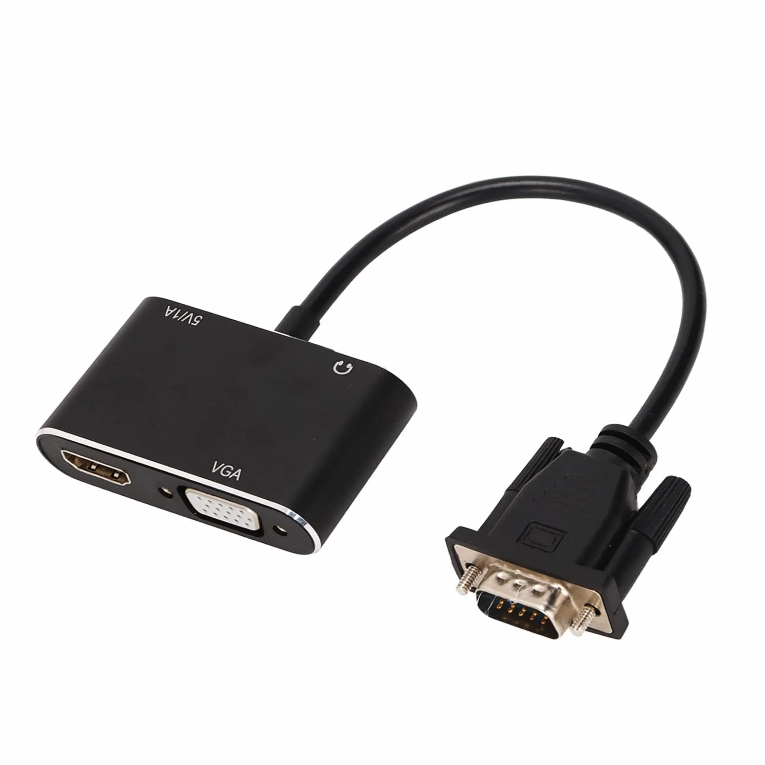 Rozdzielacz 2 w 1 VGA na HDMI Adapter - Stabilne Akcesoria Komputerowe o Wysokiej Rozdzielczości do Komputera Stacjonarnego, Laptopa, Monitora, Projektora