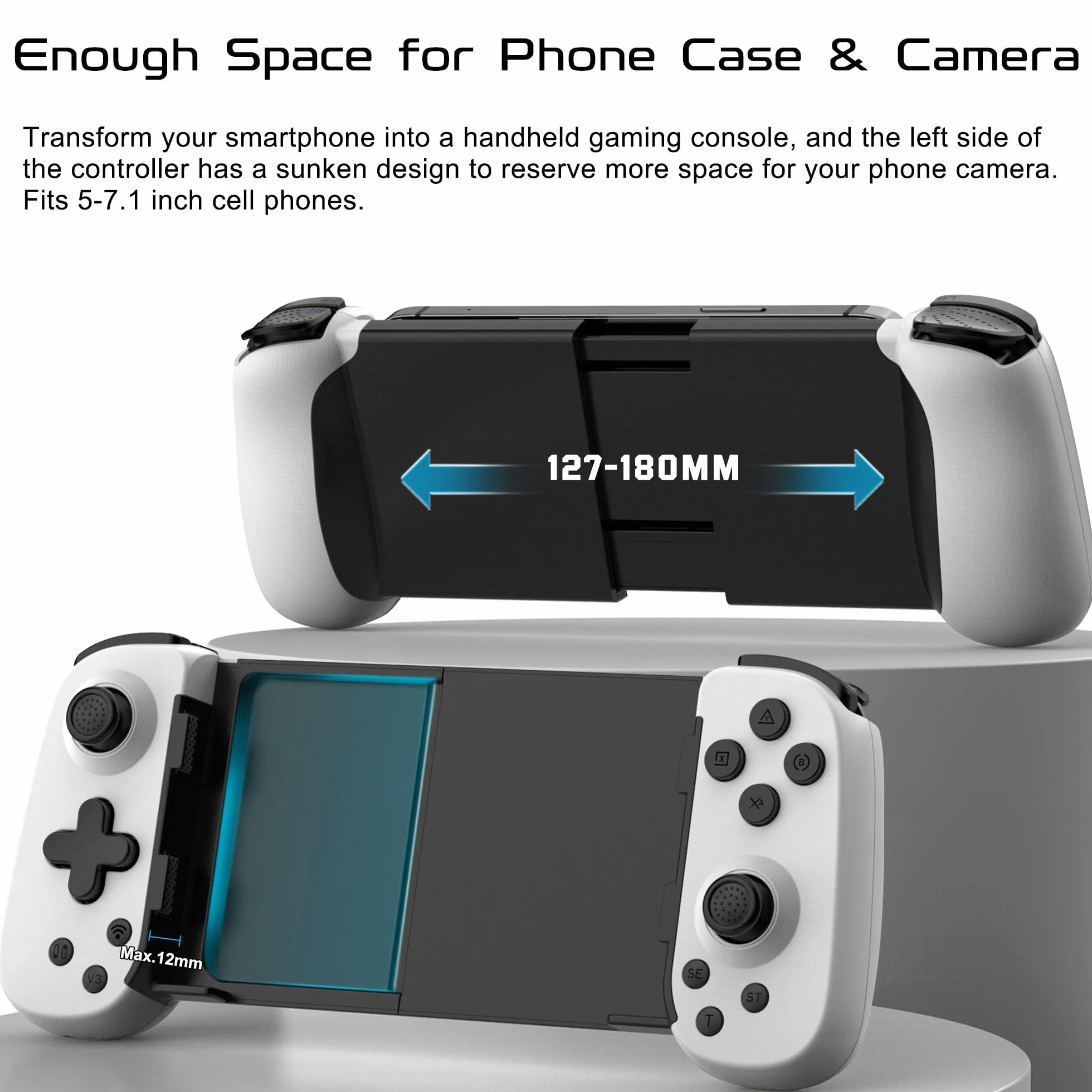 Joso Mobilny kontroler do gier do iPhone/Android/PC/Switch/PS4/PS3, Bluetooth Gamepad Joystick z turbo/6-osiowym żyro/ wibracjami, Play Call of Duty, Roblox, Genshin Impact, Cloud Gaming, gra zdalna