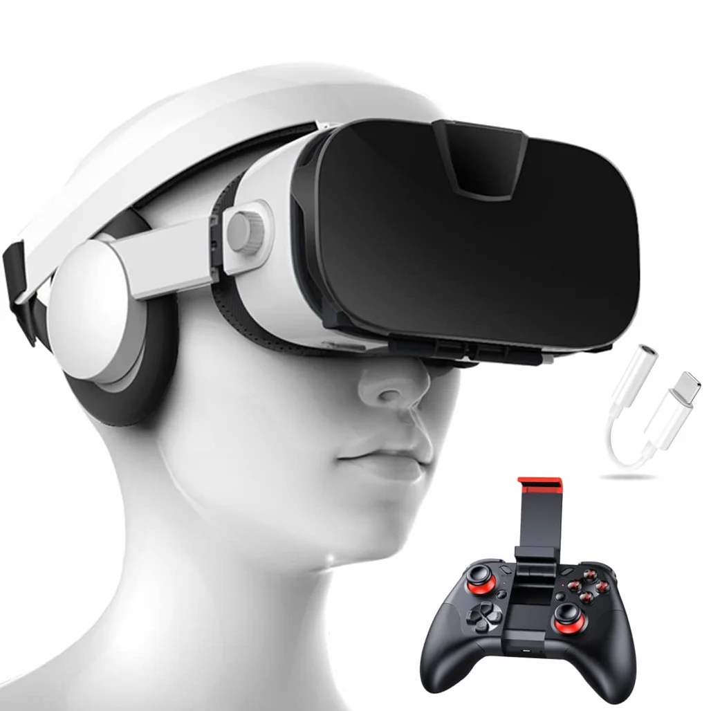 Okulary VR, zestaw słuchawkowy z wirtualnej rzeczywistości, zestawy słuchawkowe VR obsługują Android i IOS, połączenie Bluetooth dla iPhone 13 Pro Max/13 Pro 13/12/11, do Samsung Galaxy S21, Huawei, Xiaomi (Kolor: B, rozmiar: Ios )