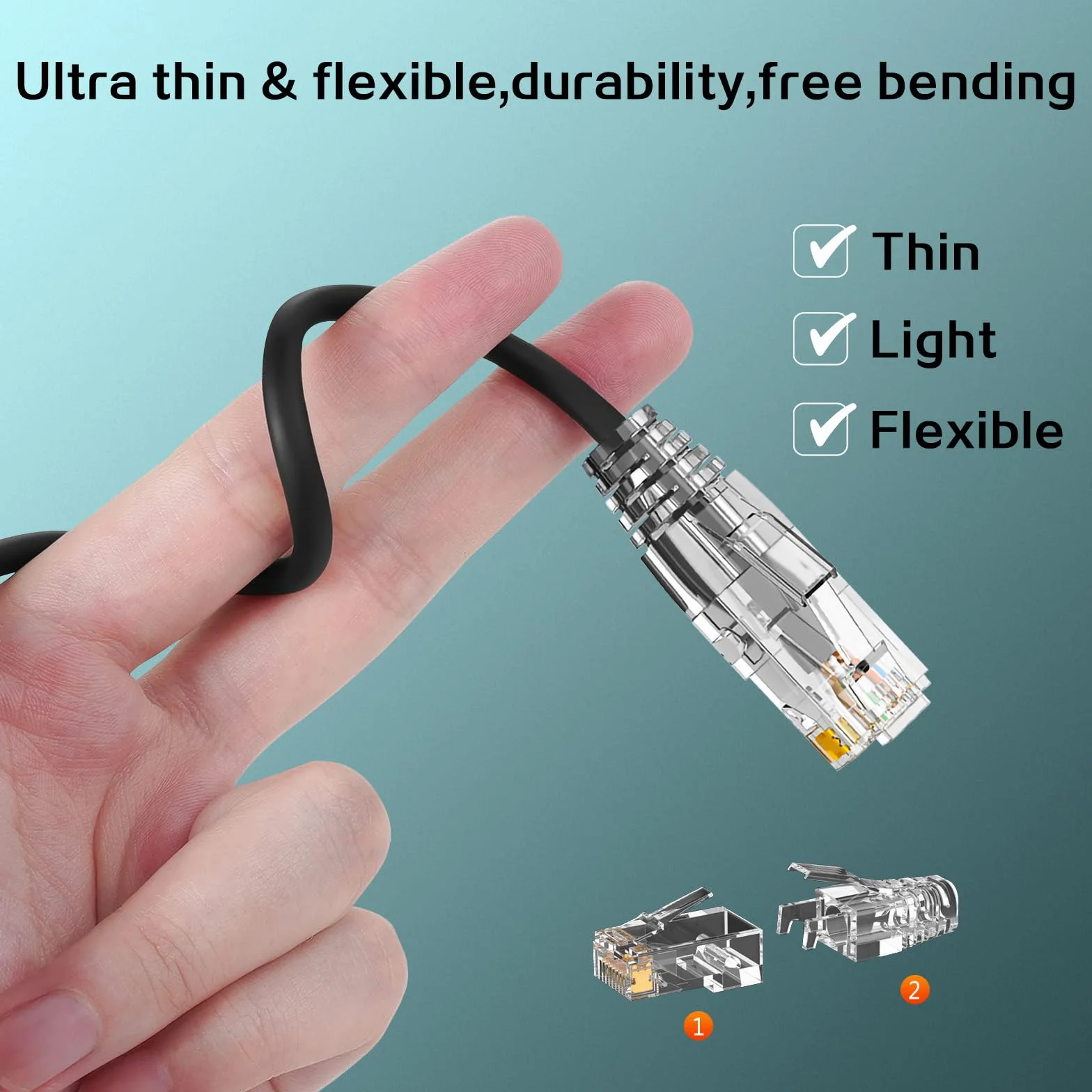 Ercielook Cat6a kabel krosowy 0,15 m (12 sztuk), kabel Cat6a Lan, 10 Gbps 550 MHz, szybki kabel sieciowy, 28AWG czysta miedź, krótki kabel Ethernet do panelu krosowego/szafy sieciowej