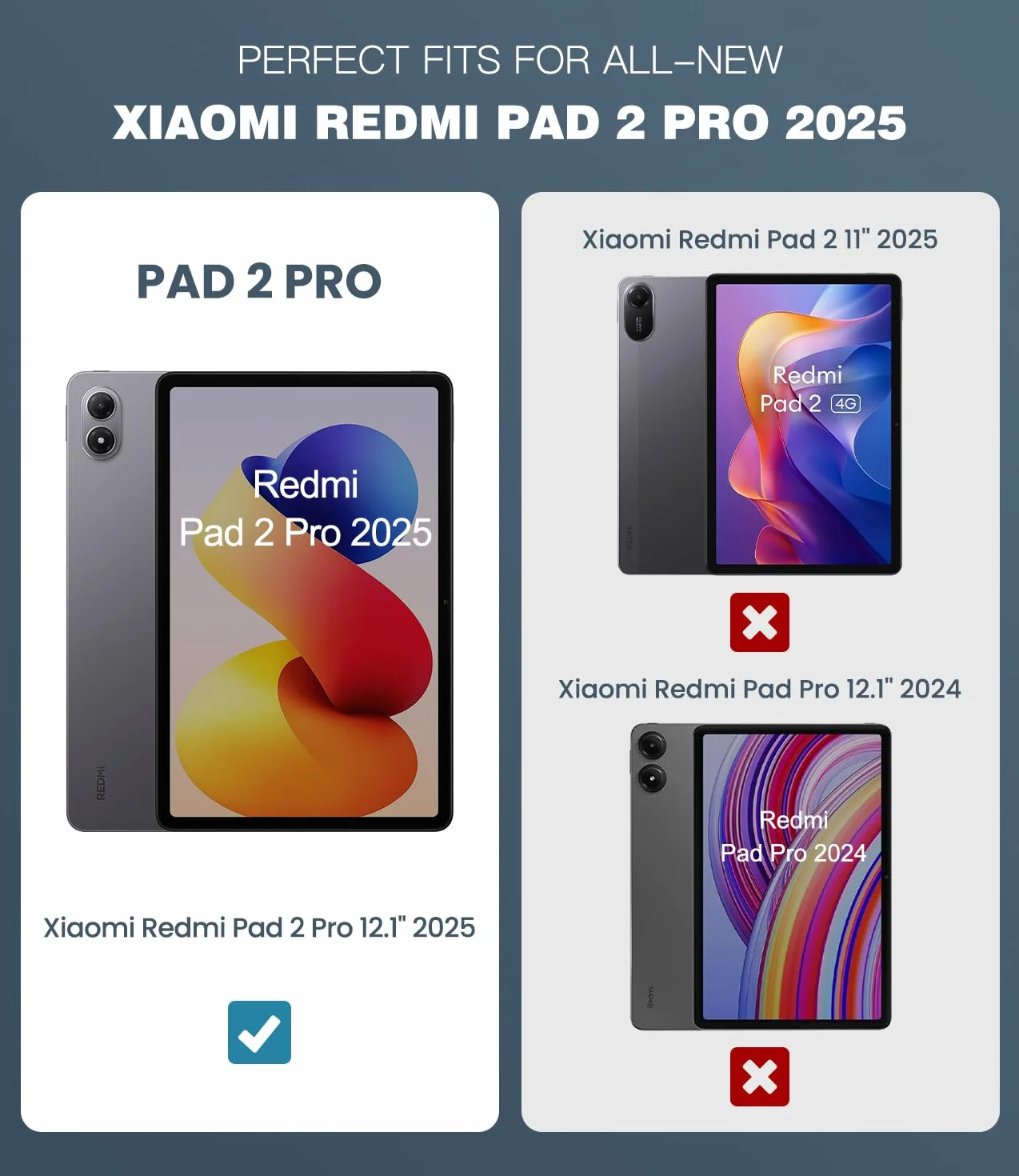 TiMOVO Etui ochronne do Xiaomi Redmi Pad 2 Pro 12,1 cala 2025, twardy tył PC, czarne