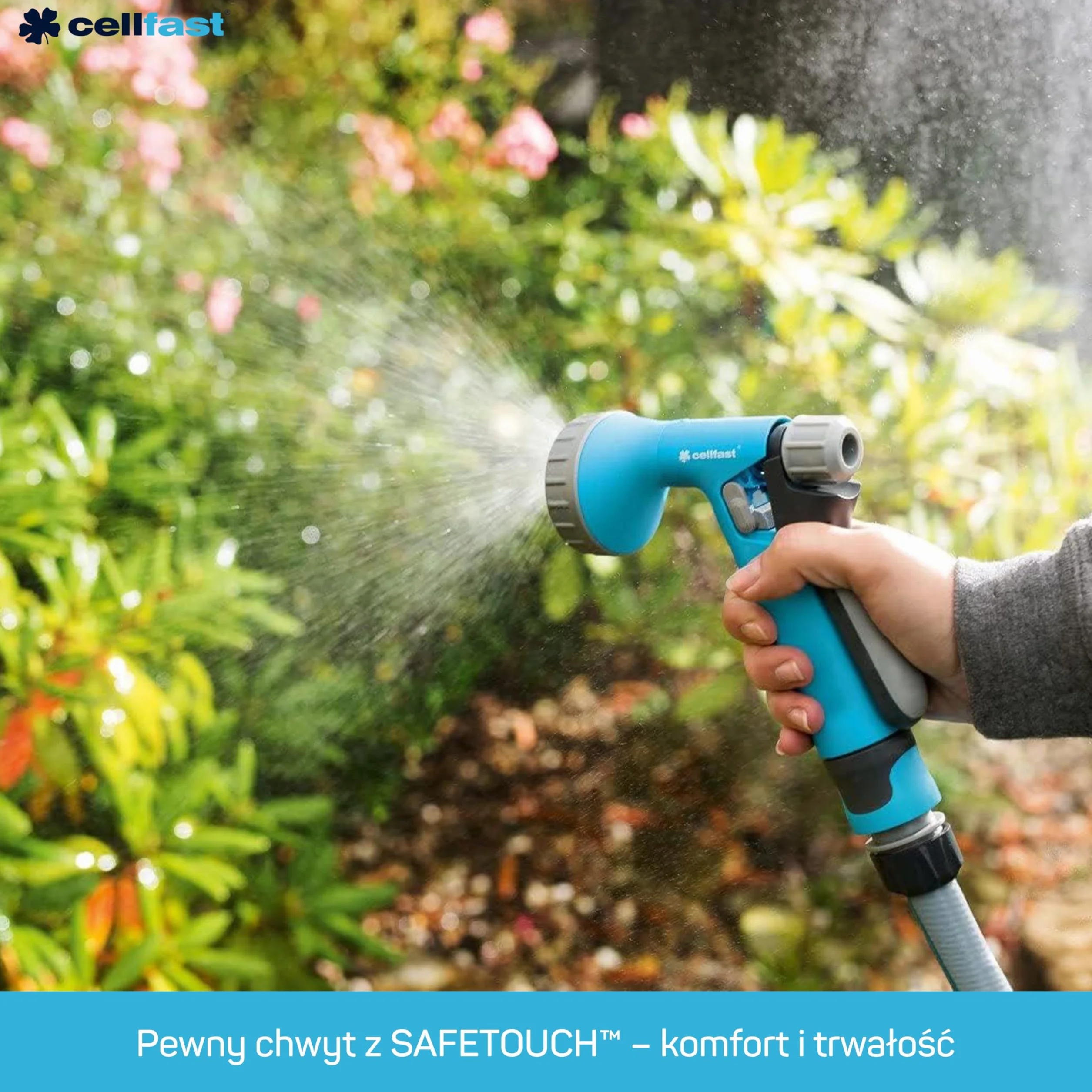 CELLFAST Zraszacz Pistoletowy Zraszacz Ogrodowy Do Trawnika Kwiatów Roślin System Safetouch Rain Ideal
