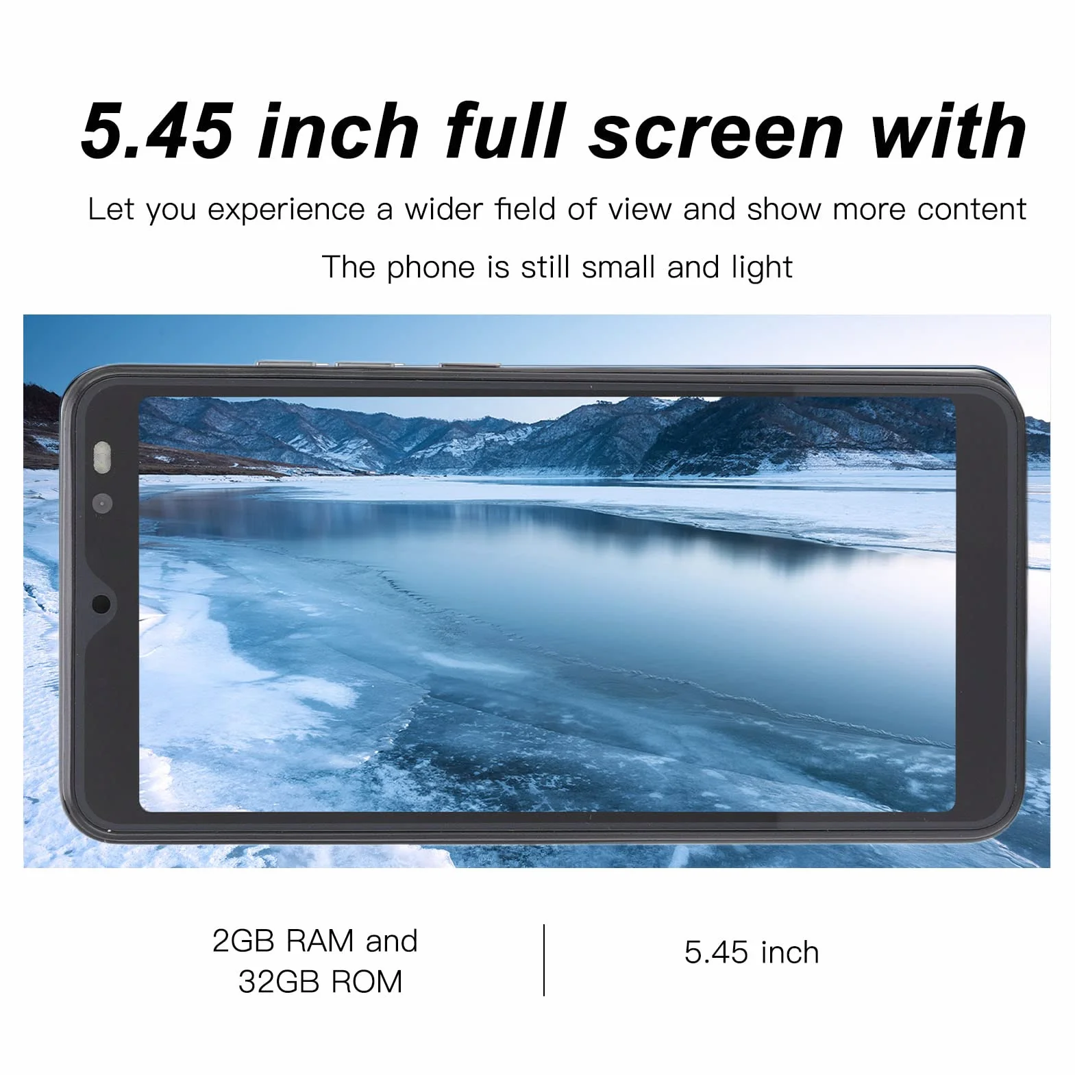 Odblokowany Telefon Komórkowy z Androidem dla Rino8 Pro, 2 GB RAM, 32 GB ROM, 5,45-calowy Pełny Ekran HD, Rozpoznawanie Twarzy, Aparat 2MP + 5MP, Czterordzeniowy Procesor MTK6799(Czarny)