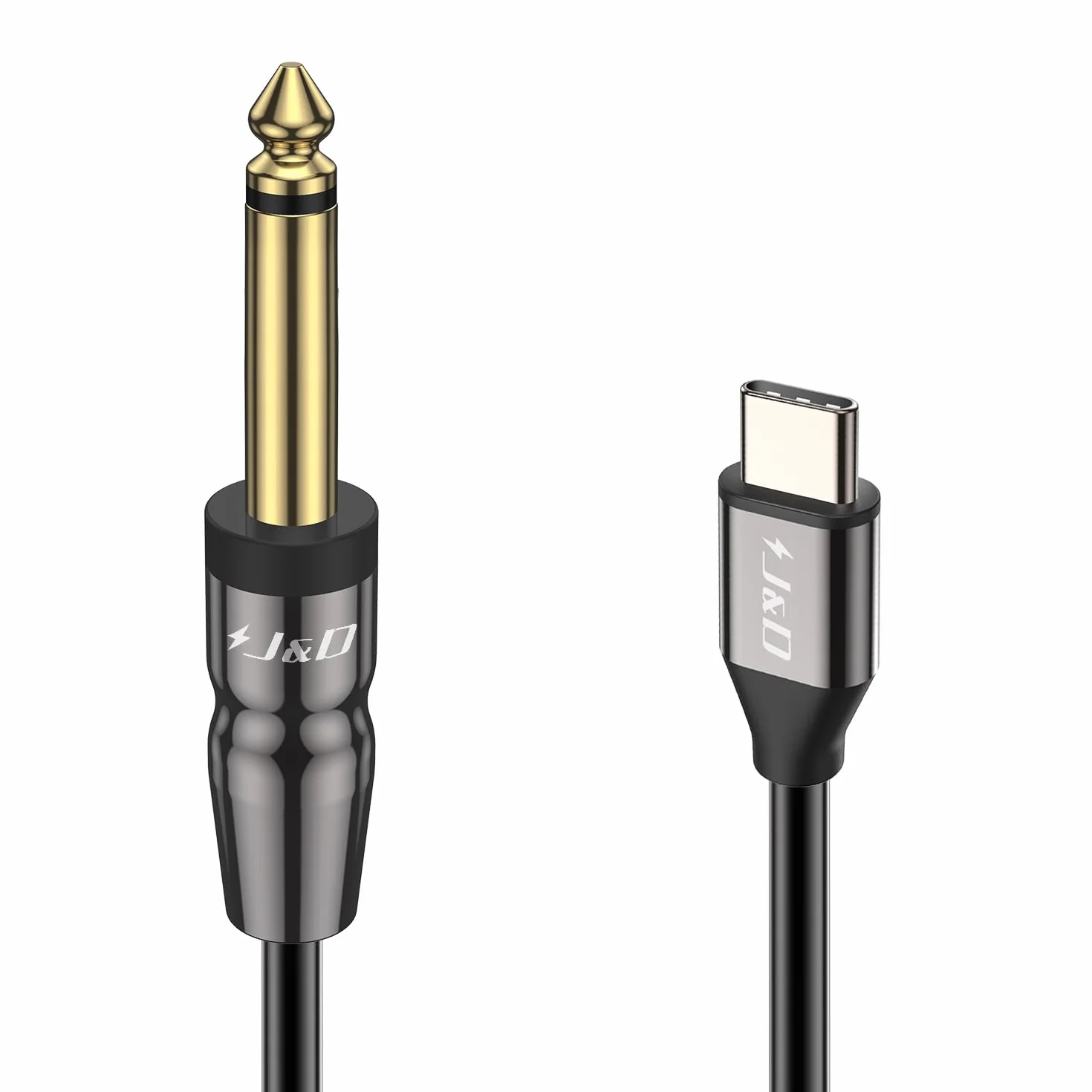 J&D USB-C do 6,35 mm 1/4 cala TS Audio Mono Interconnect Aux Adapter Kabel, Kompatybilny z iPhone 16/17 Series, Galaxy S24/S25, AMP Mixer, 1 m