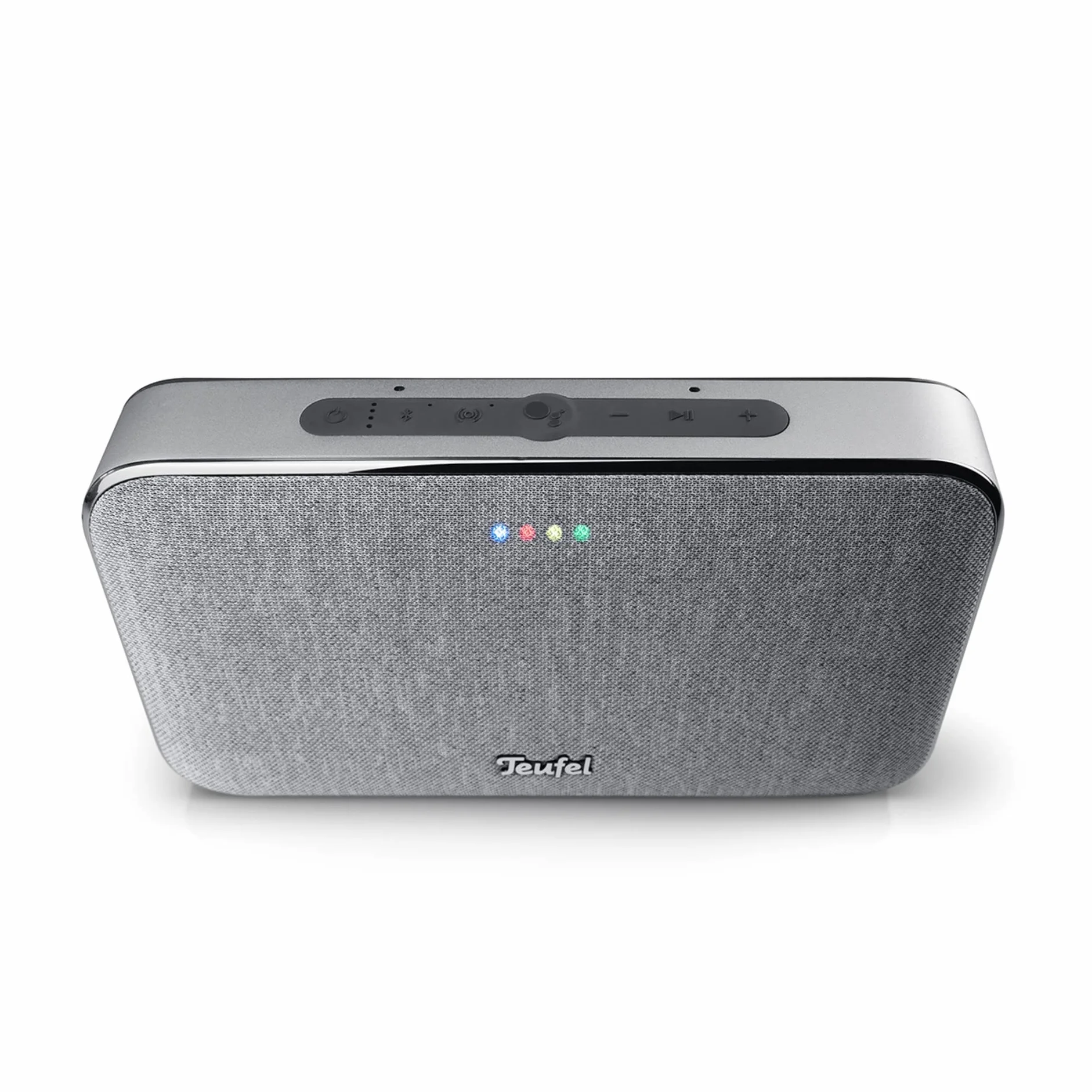 Bezprzewodowy głośnik Bluetooth Teufel MOTIV® GO Voice - przenośny głośnik Bluetooth z długim czasem pracy na baterii (16 h) i obsługą głosową WLAN, Google Assistant, Chromecast B - srebrny
