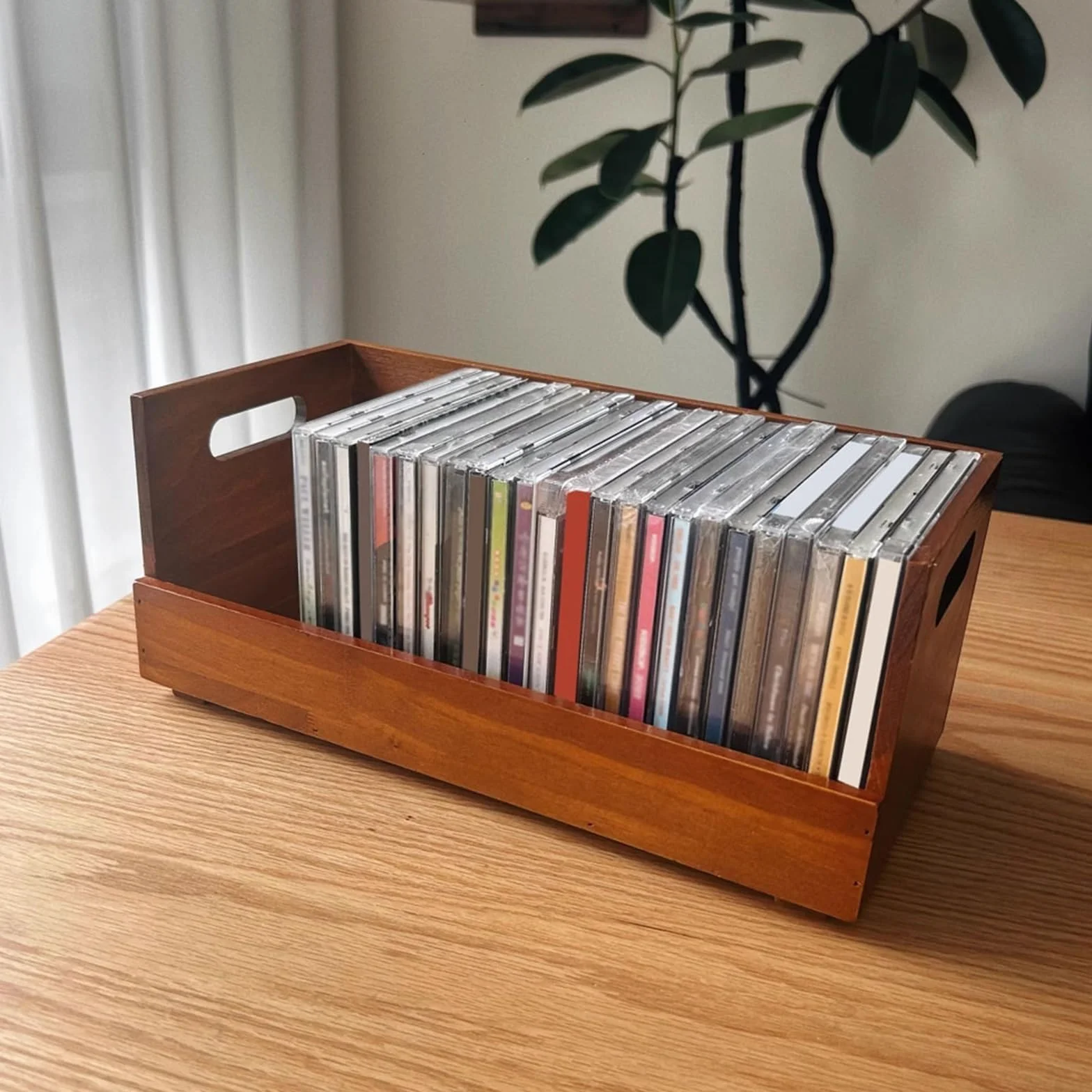 Stojak na płyty CD Drewniany stojak na płyty CD w stylu retro, do domu, stół, albumu