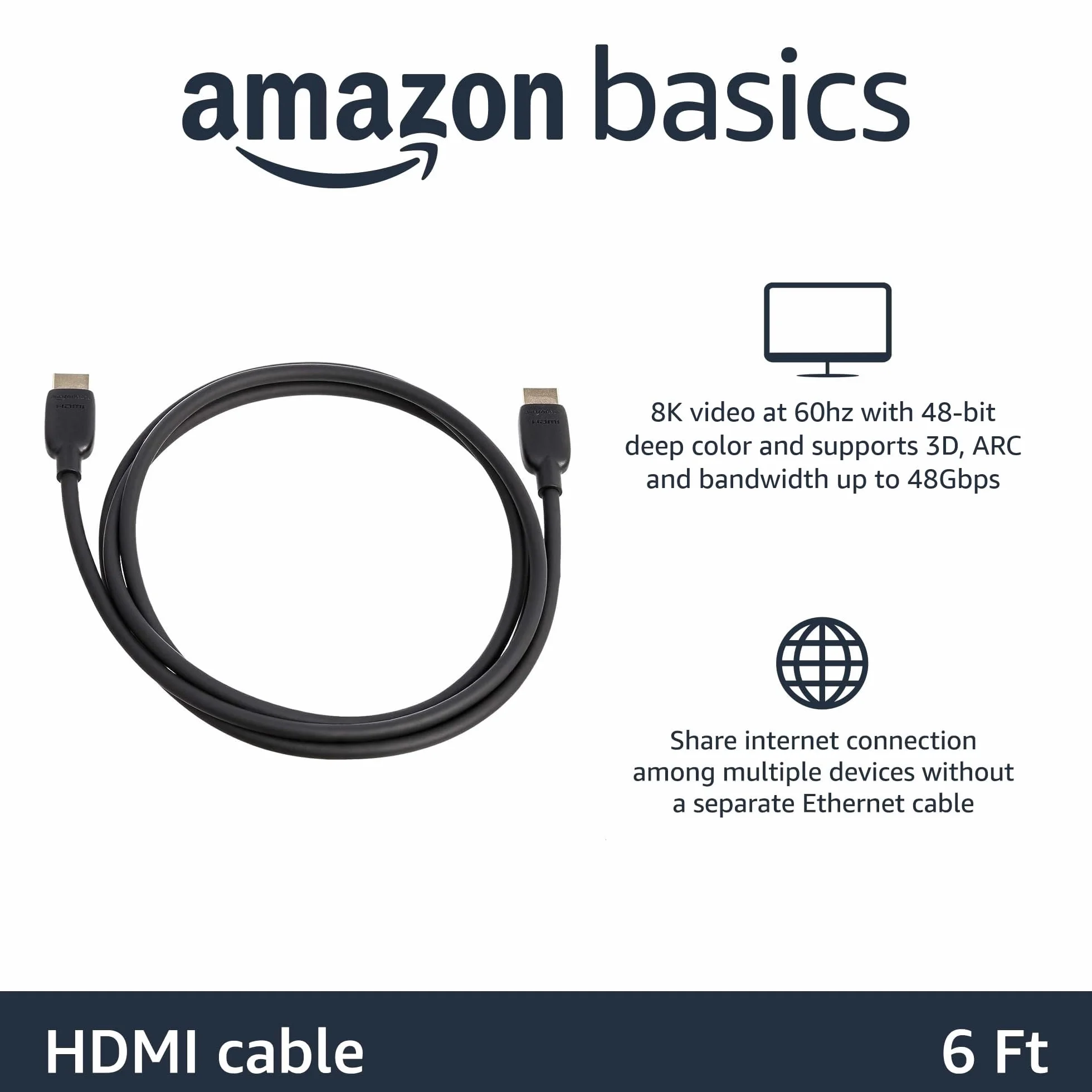 Amazon Basics Kabel HDMI 48 Gb/s 8K 1,8 m czarny