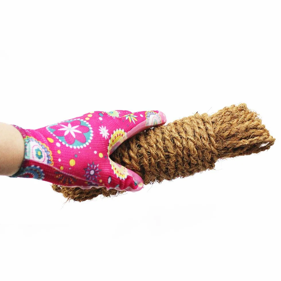 COM-FOUR® Rękawice ogrodowe robocze Flower Power rozmiar 8 zielone różowe 2 pary