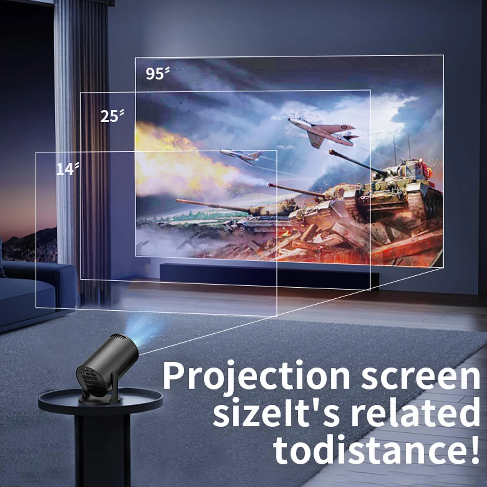 ASHATA Mini Projektor z Wi -Fi i Bluetooth, 270 ° Regulowany Stojak na Zewnątrz Projektor Kina Domowego USB TV Stify Filmy Projektor Filmowy na Smartfona z Laptopa Android