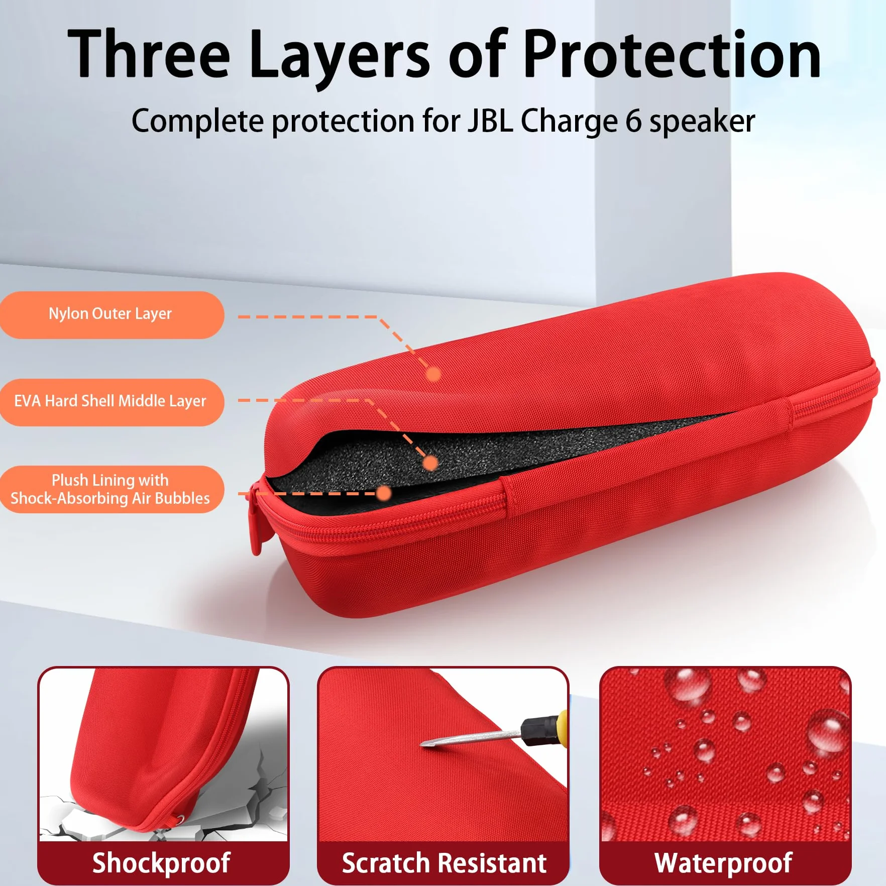 co2CREA Storage Carry Travel Twardy futerał do JBL Charge 6 Przenośny głośnik Bluetooth, tylko etui